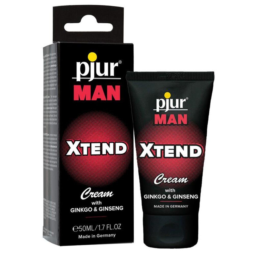 pjur MAN Xtend Cream (50ml) und Verpackung, mit Ginkgo & Ginseng.