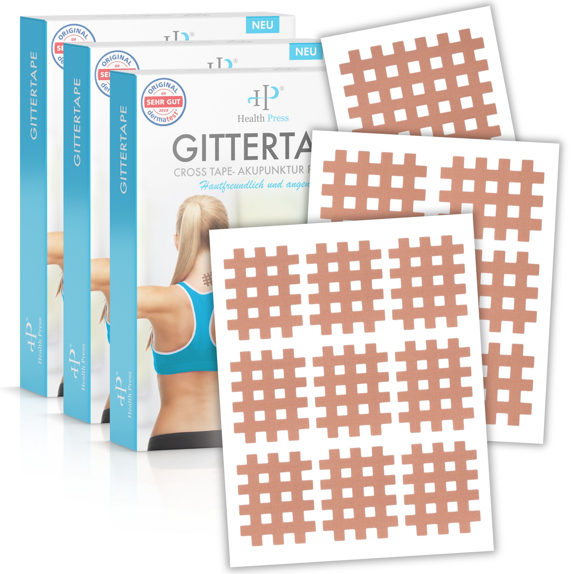 Health Press Gittertape Typ Mix 3er Set – Crosstape & Gitterpflaster