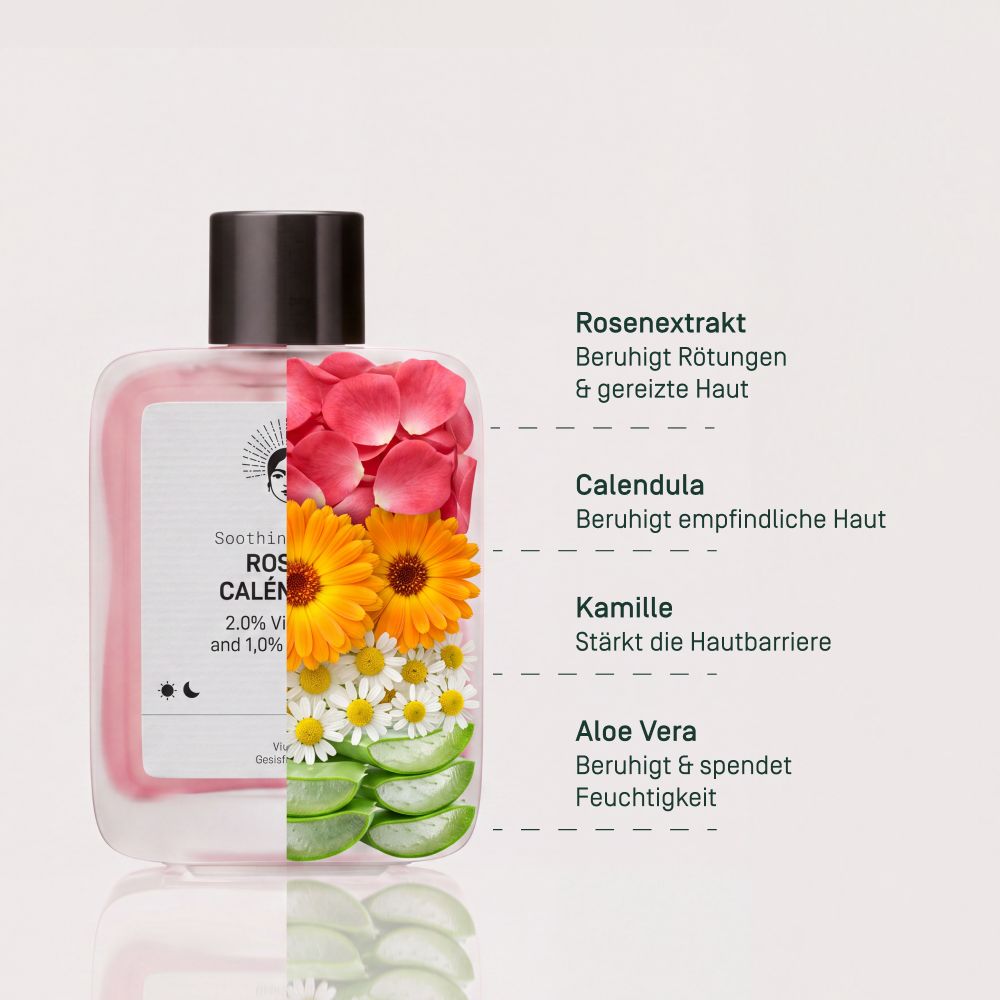 Viva Maia Soothing Toner mit Rosenblättern, Calendula und Aloe Vera.