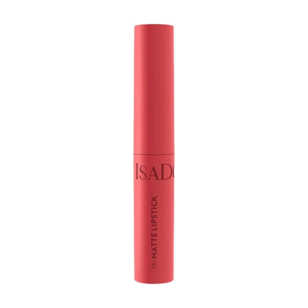 Roter Lippenstift in zylindrischer Hülse. Aufschrift: ISADORA, Matte Lipstick.