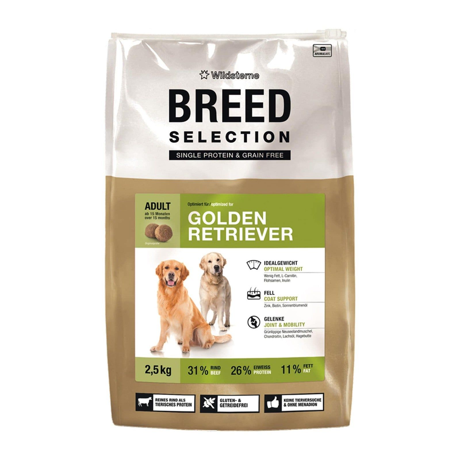 Wildsterne Breed Golden Retriever 2,5 kg Futter
