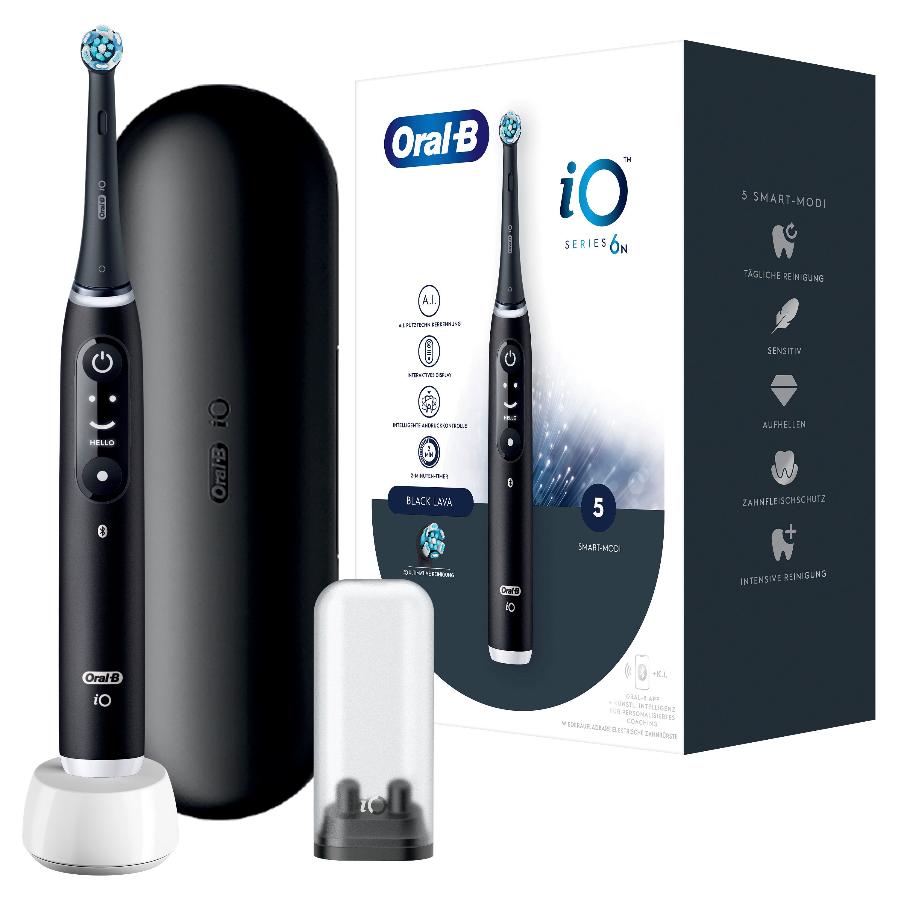 Oral-B - Elektrische Zahnbürste "iO Series 6 + Reiseetui" in Schwarz 1 ...