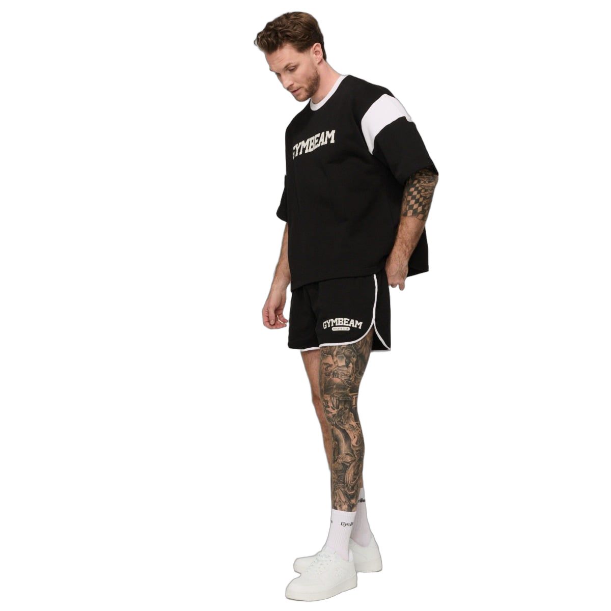 GymBeam Shorts Herren Oversized Varsity Schwarz