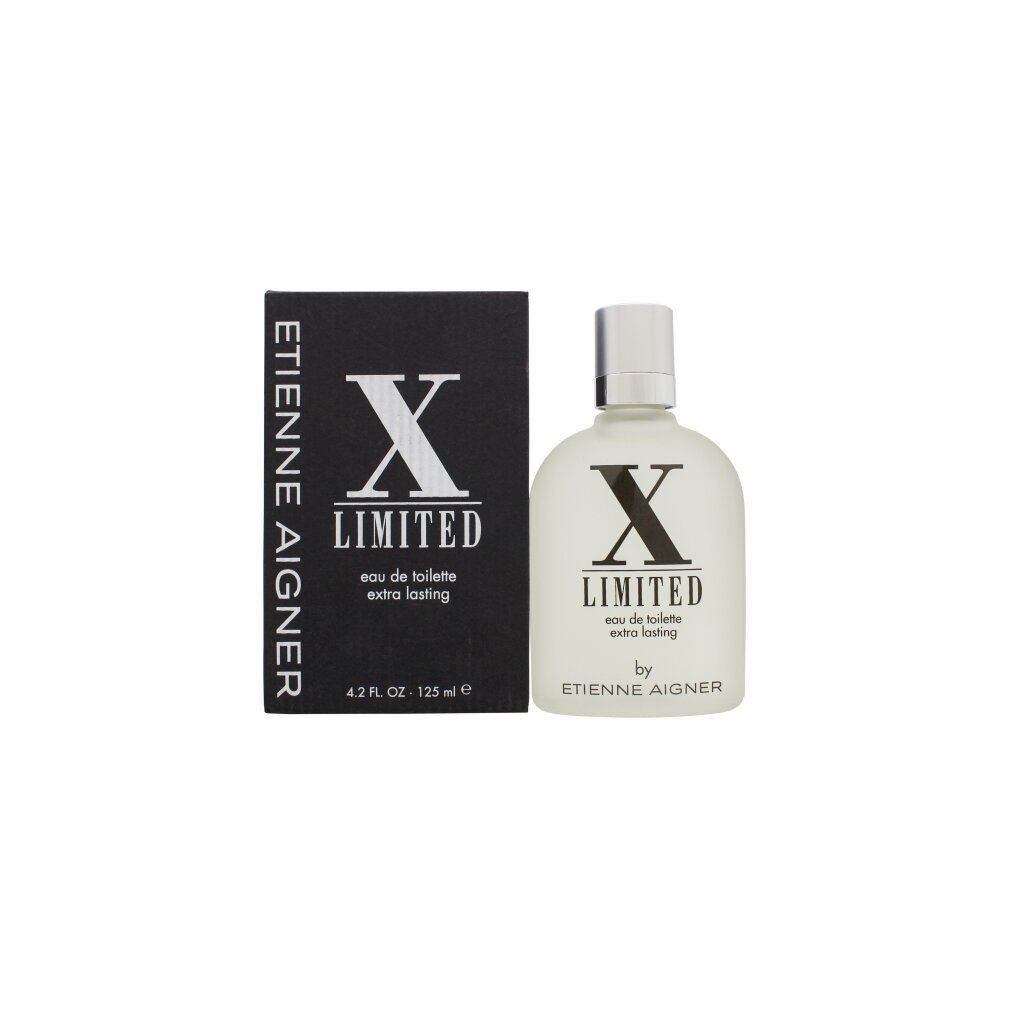 Flakon und Schachtel von Etienne Aigner X Limited Eau de Toilette. Schwarze Schachtel mit weißem X und Schriftzug.