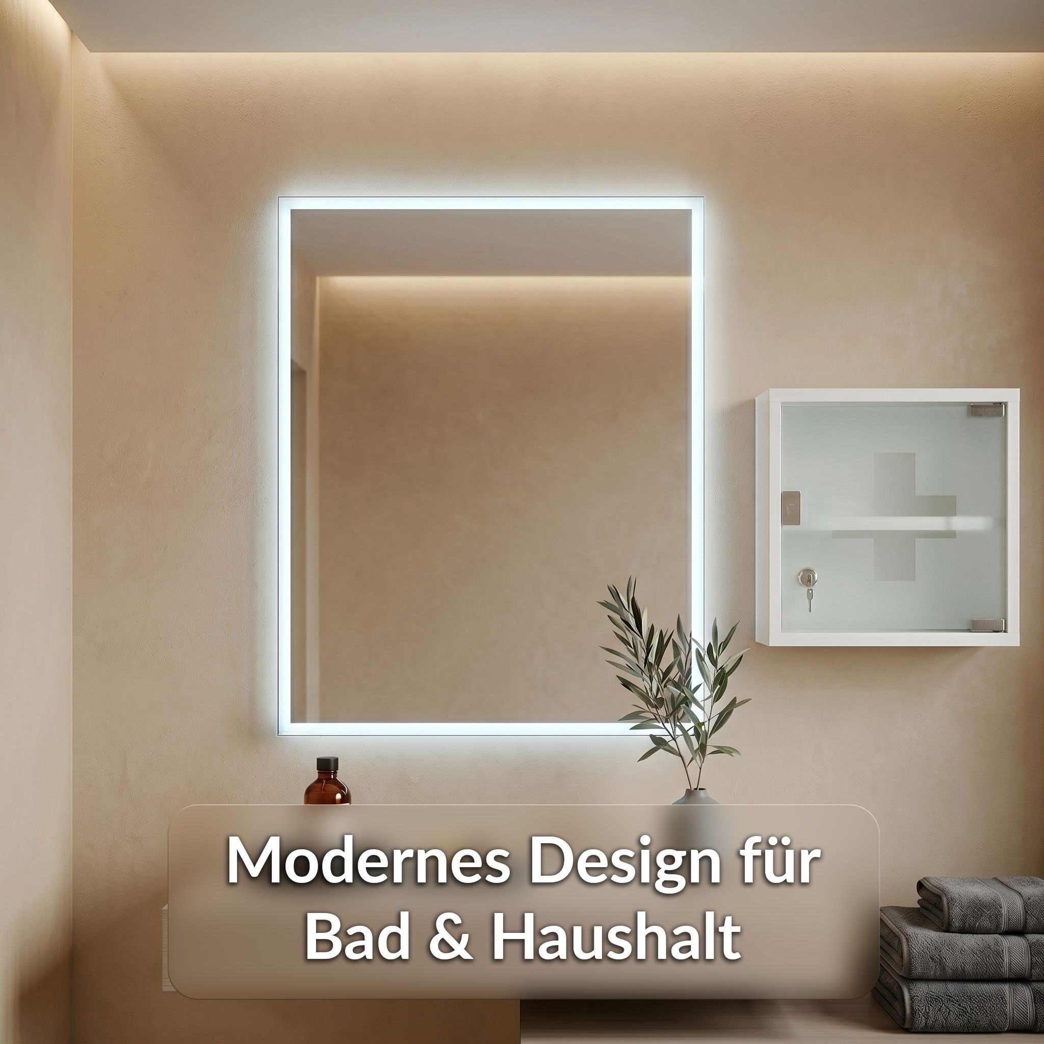 KARAT Medizinschrank Allen - Abschließbarer Arzneischrank mit Glastür Weiß 30 x 30 cm 2 Fächer