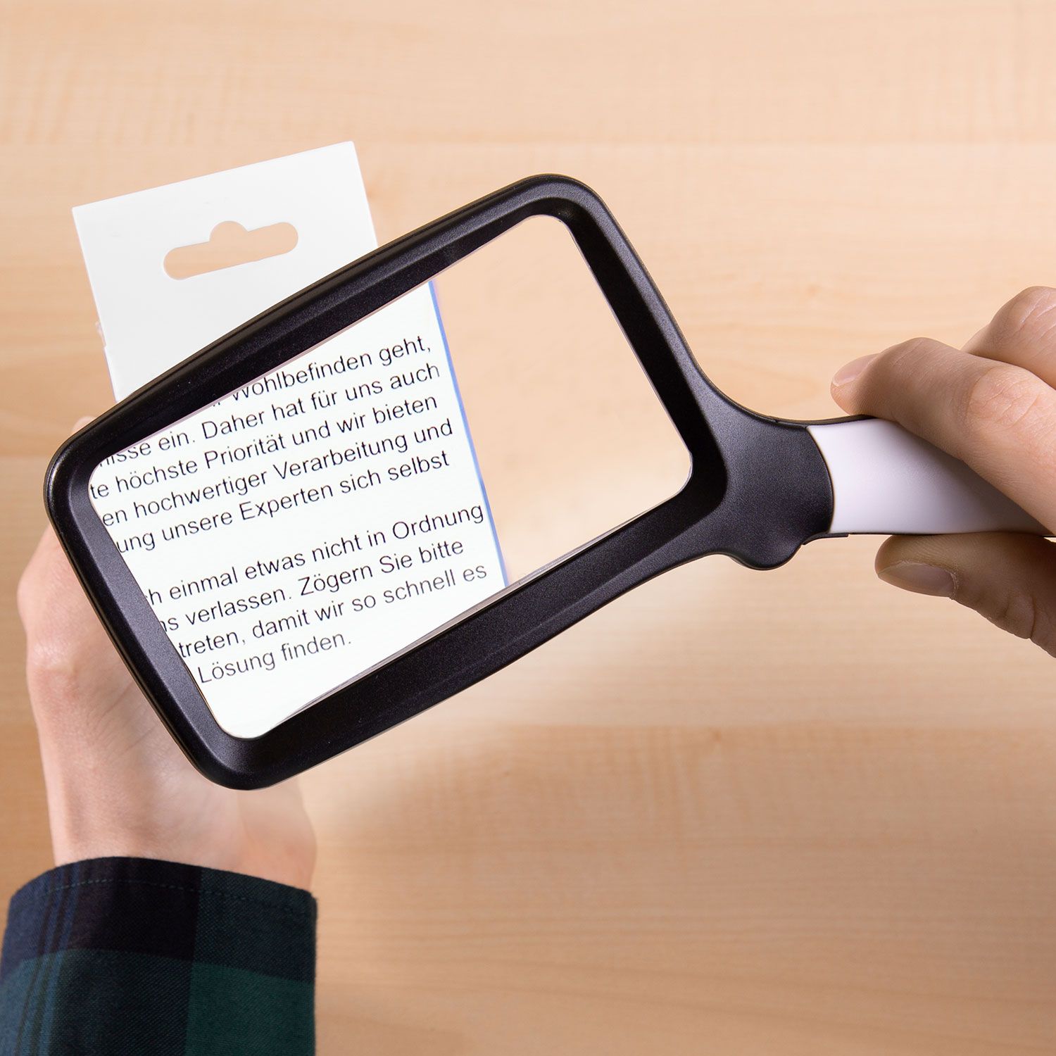 aktivshop Hand- und Leselupe mit Licht, 5 ultrahelle LEDs, 3-Fach Vergrößerung, 2 Dimmstufen