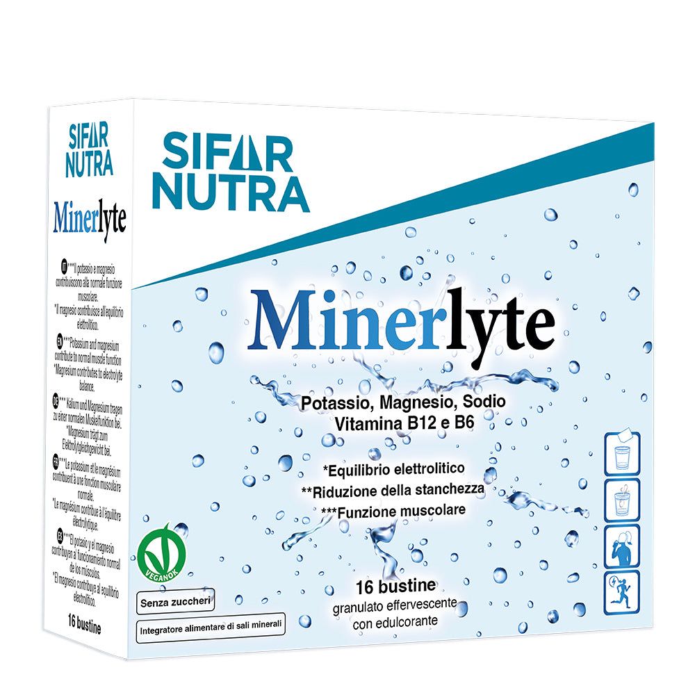 Verpackung von Sifar Nutra Minerlyte Elektrolyt-Pulver Orange.