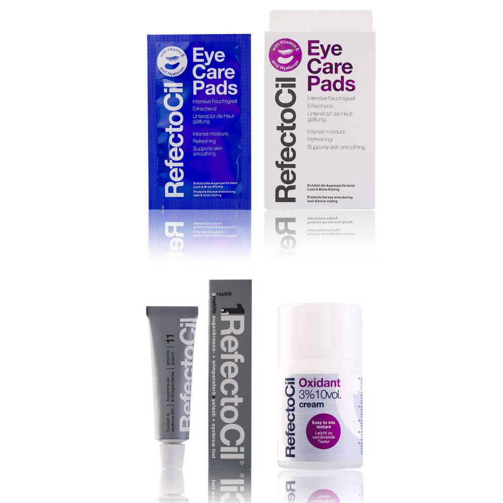 Refectocil Wimpernfarbe graphit 1.1 & Oxidant Creme 3% Eye Care Pads Set 15 ml