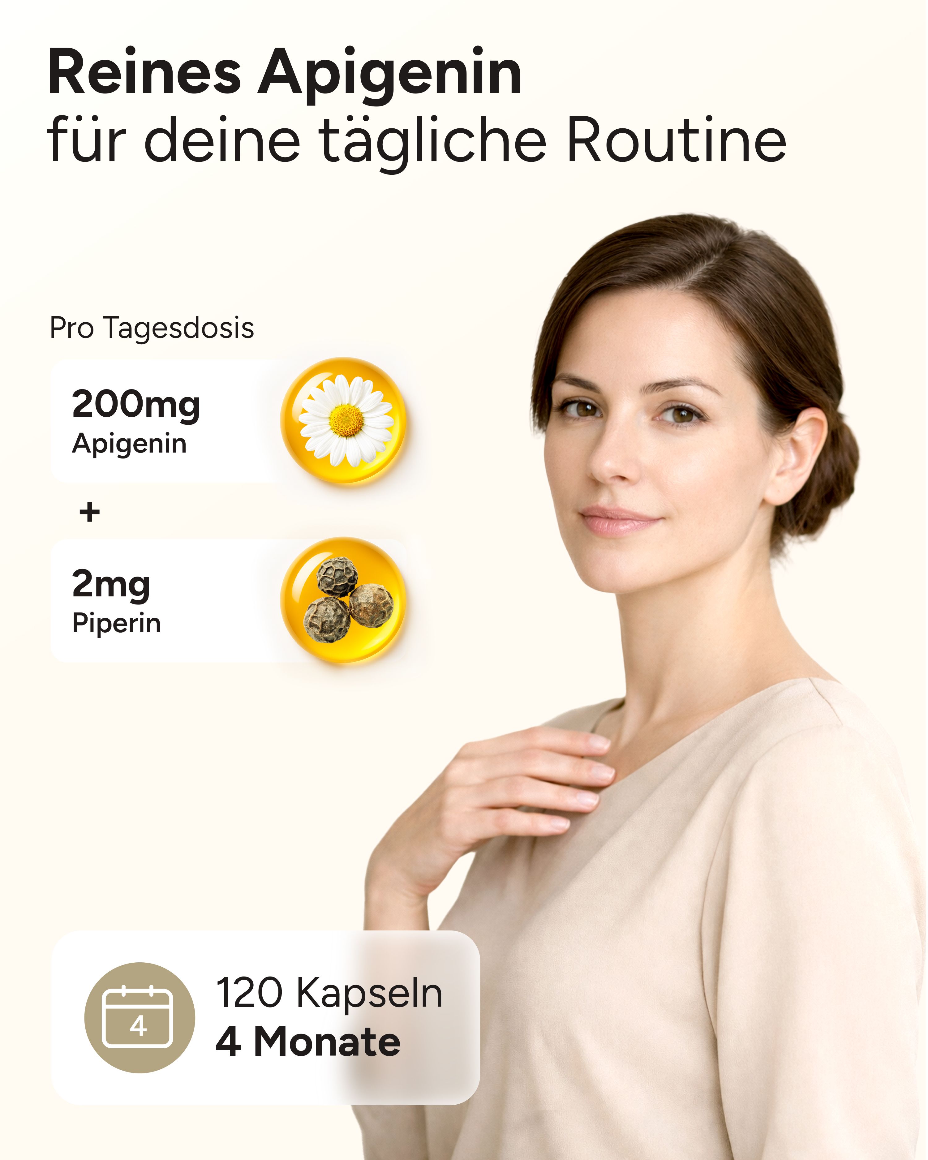 plantomol® Apigenin Kapseln 200mg aus Kamille-Extrakt mit Piperin