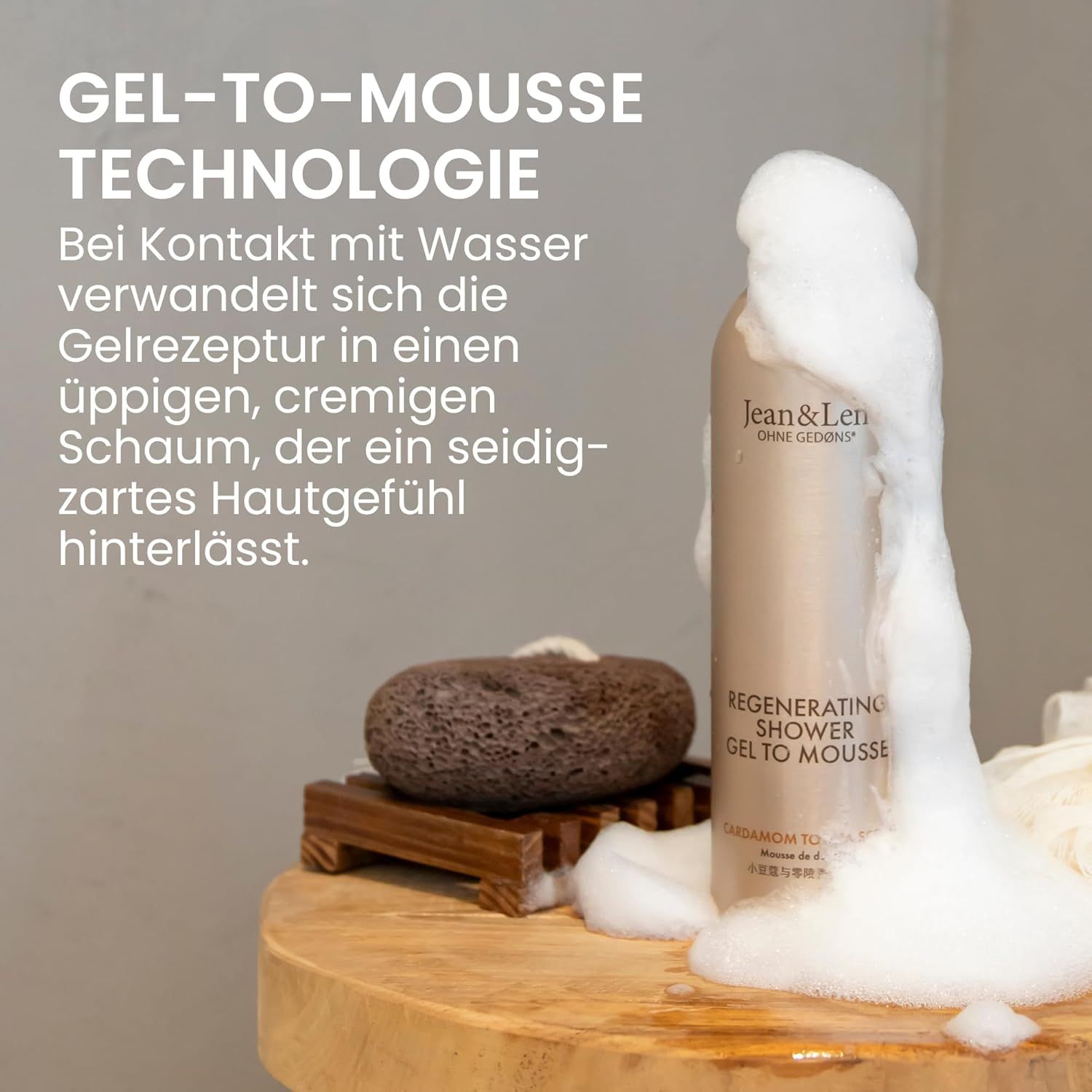 Jean & Len Regenerating Shower Gel To Mousse Cardamom & Tonka