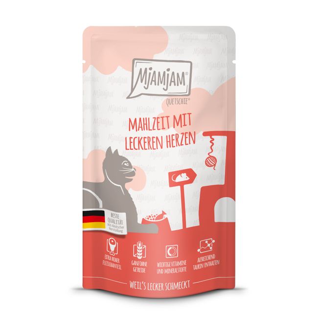 MjAMjAM - Quetschie Mahlzeit mit leckeren Herzen 125 g Futter