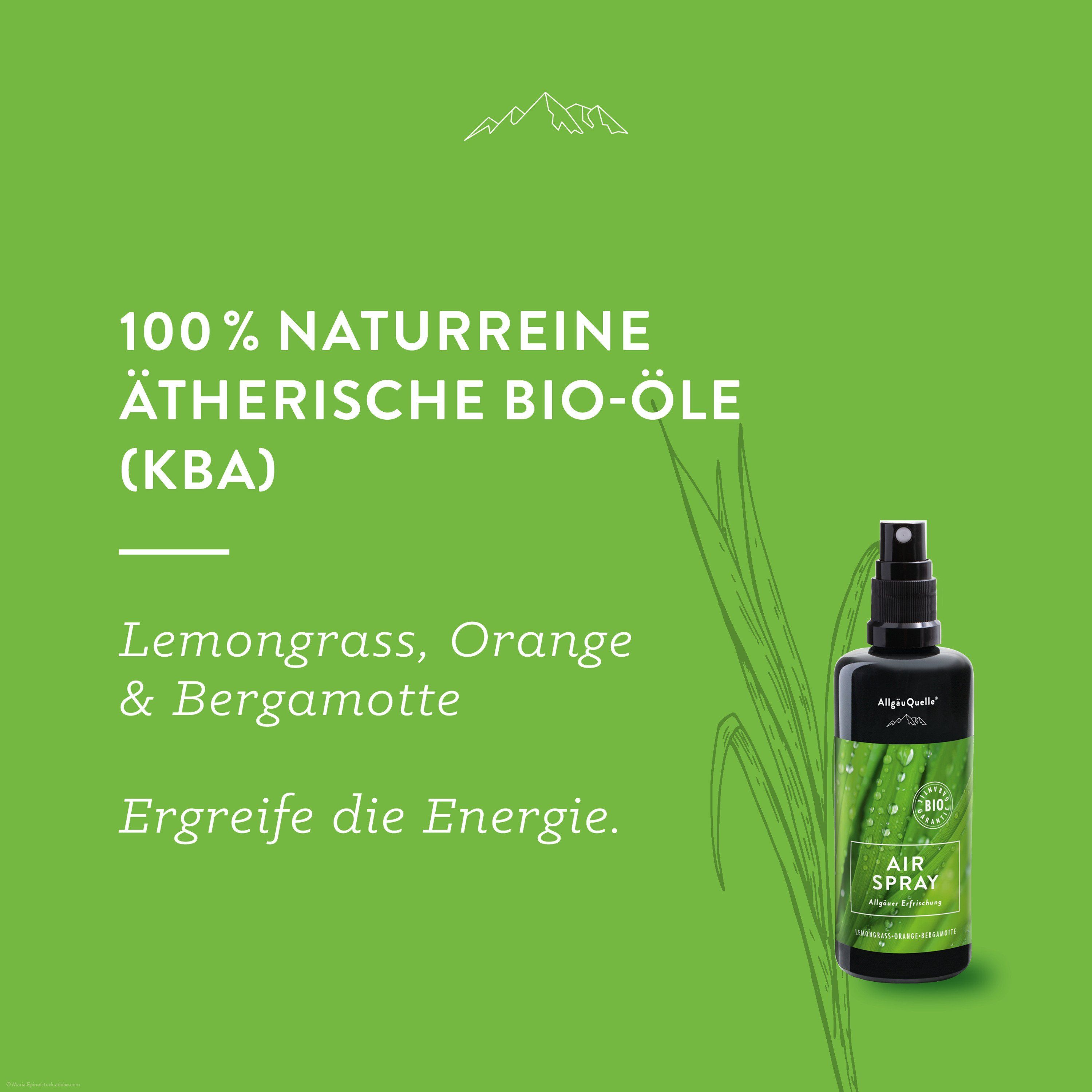 Allgäuquelle Bio Raumspray Raumduft Airspray Erfrischung Lemongrass, Orange 100 ml Spray