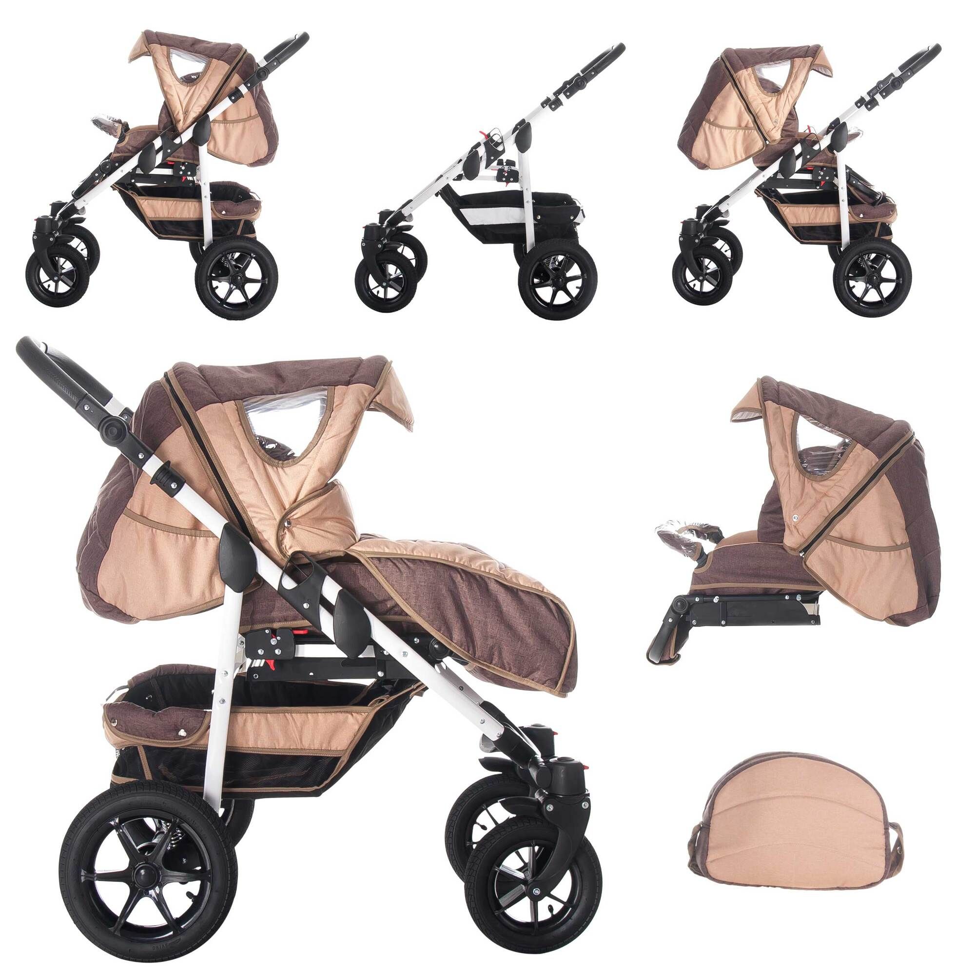 Bebebi Sidney ISOFIX Basis & Autositz 4 in 1 Kinderwagen Luftreifen, Ayers Rock (Leinen)