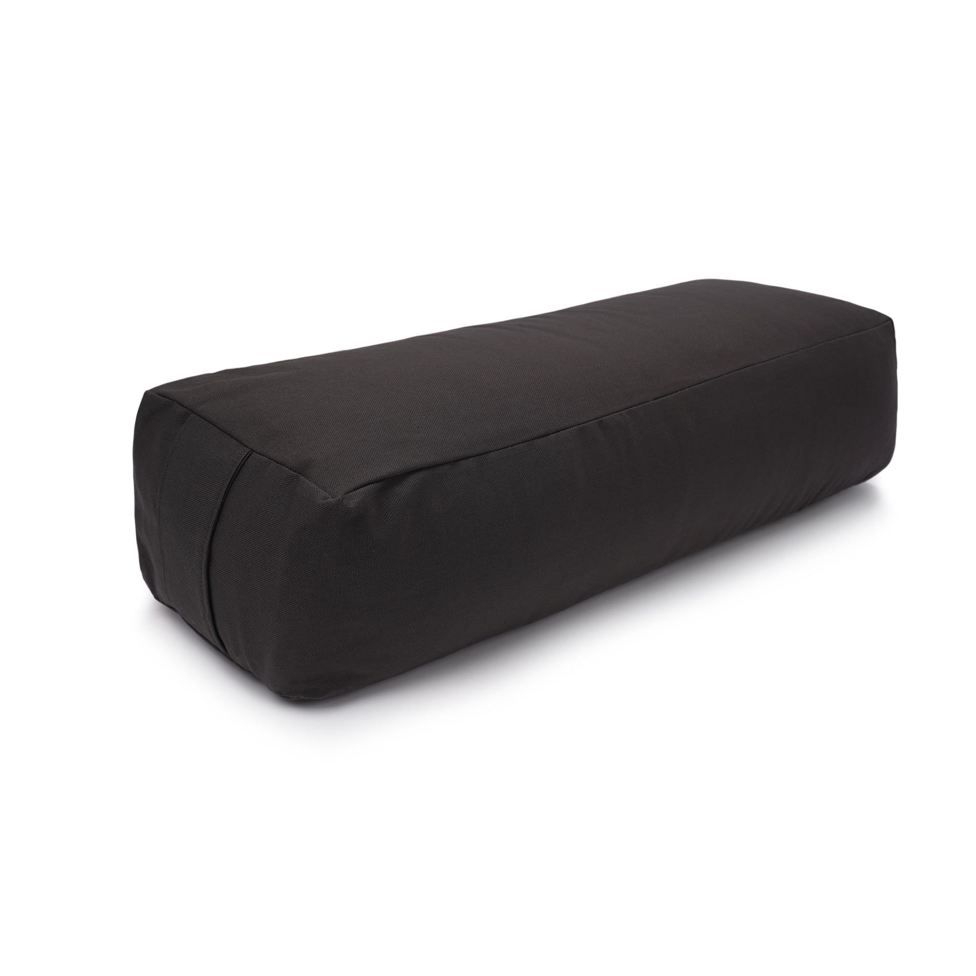 Rechteckiges Yoga-Bolster in Anthrazit mit Reißverschluss.