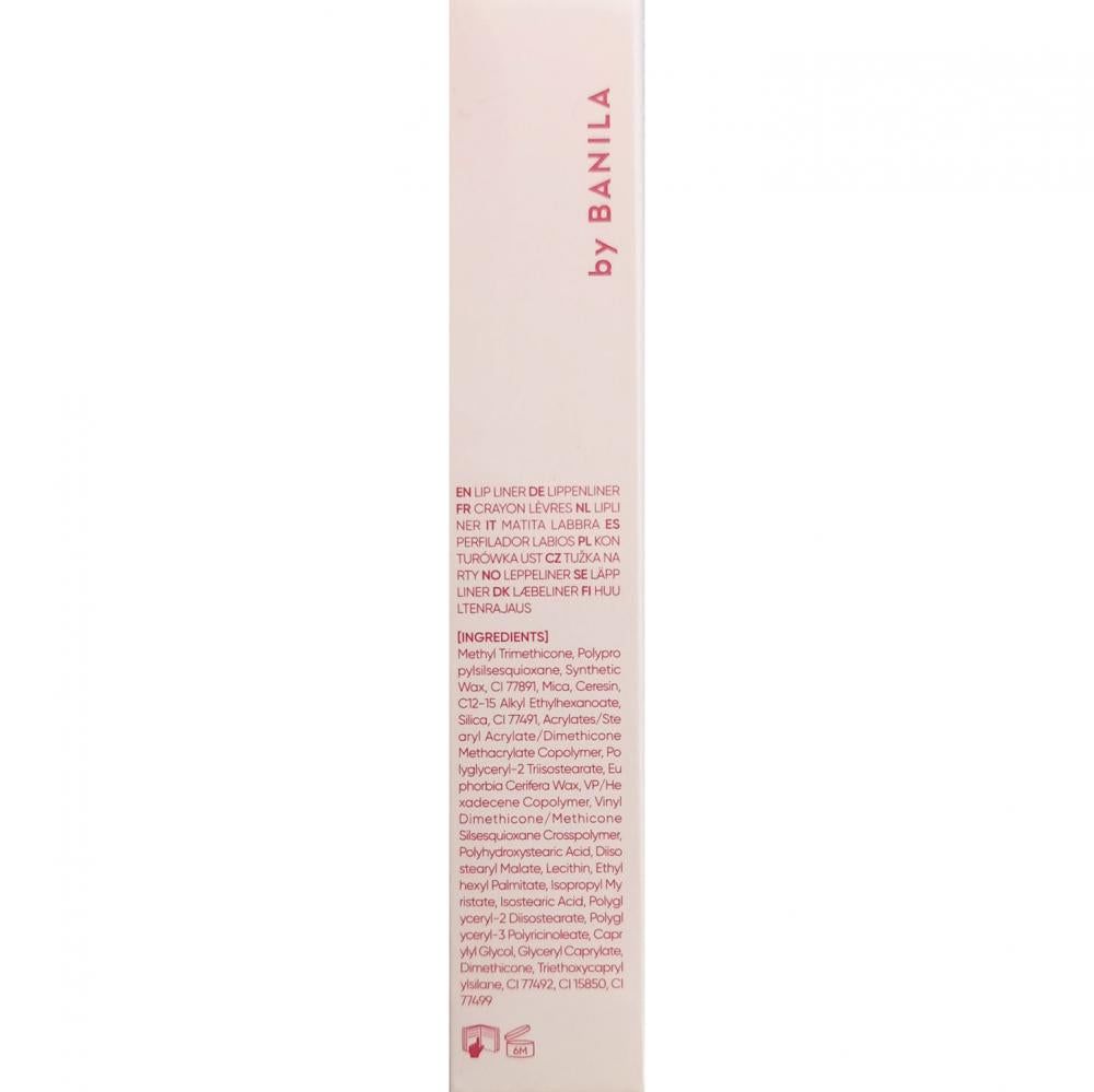 Verpackung eines Lipliners mit mehrsprachigen Produktinformationen und Inhaltsstoffen.