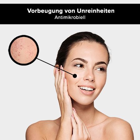 Frau mit strahlender Haut, daneben Icons für pH-Wert 5,4 und ein Gesicht mit Sternen.