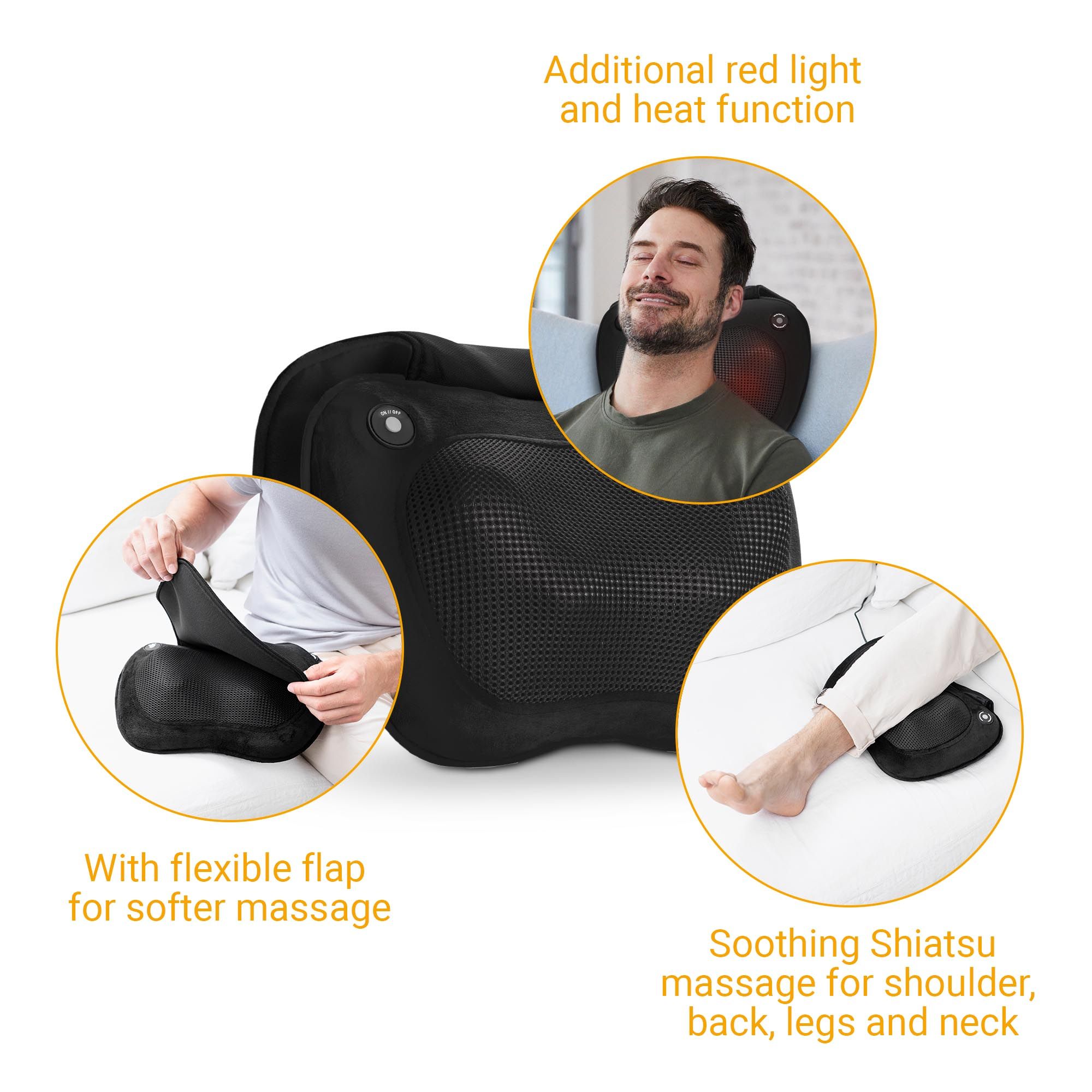 medisana MC 850 Shiatsu-Massagekissen mit Wärme und Rotlichtfunktion und 2 Geschwindigkeitsstufen