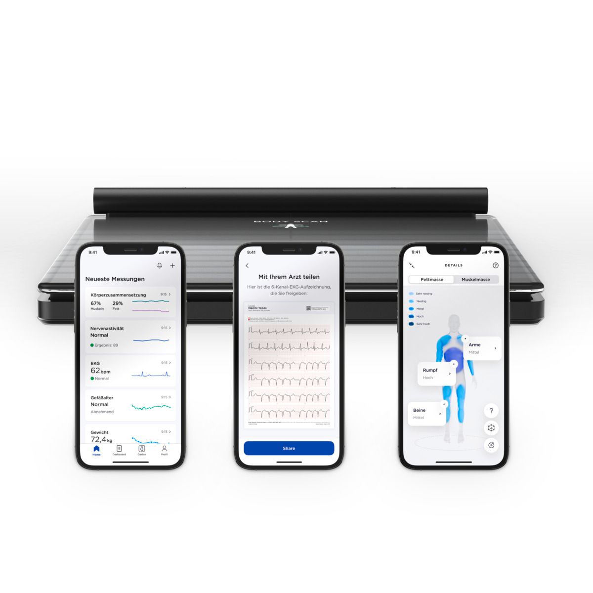 Withings Body Scan Körpergewichtswaage schwarz digitale Körperanalysewaage App