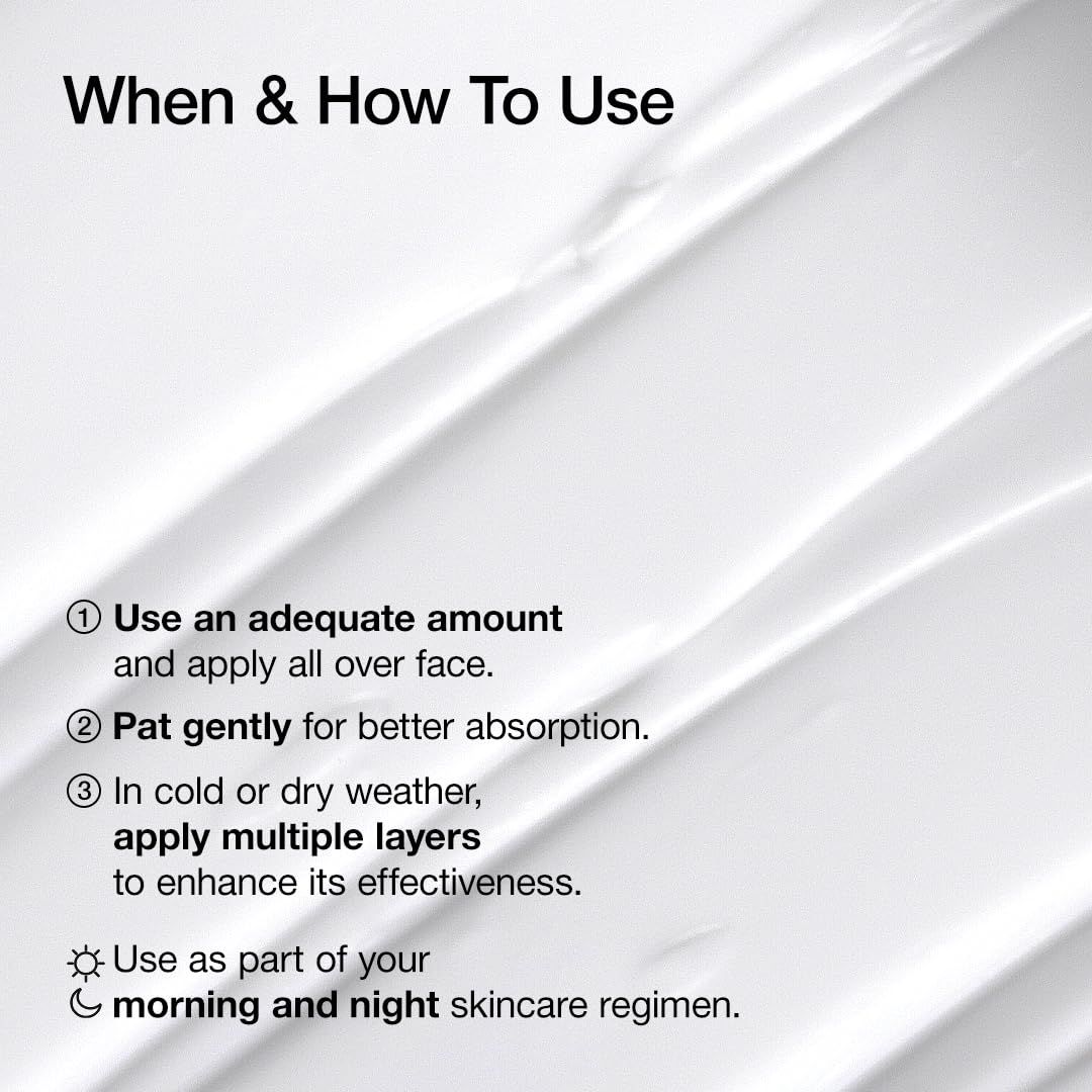 Text: Anwendungshinweise. 3 Schritte zur Anwendung der Creme. Hintergrund: Creme.