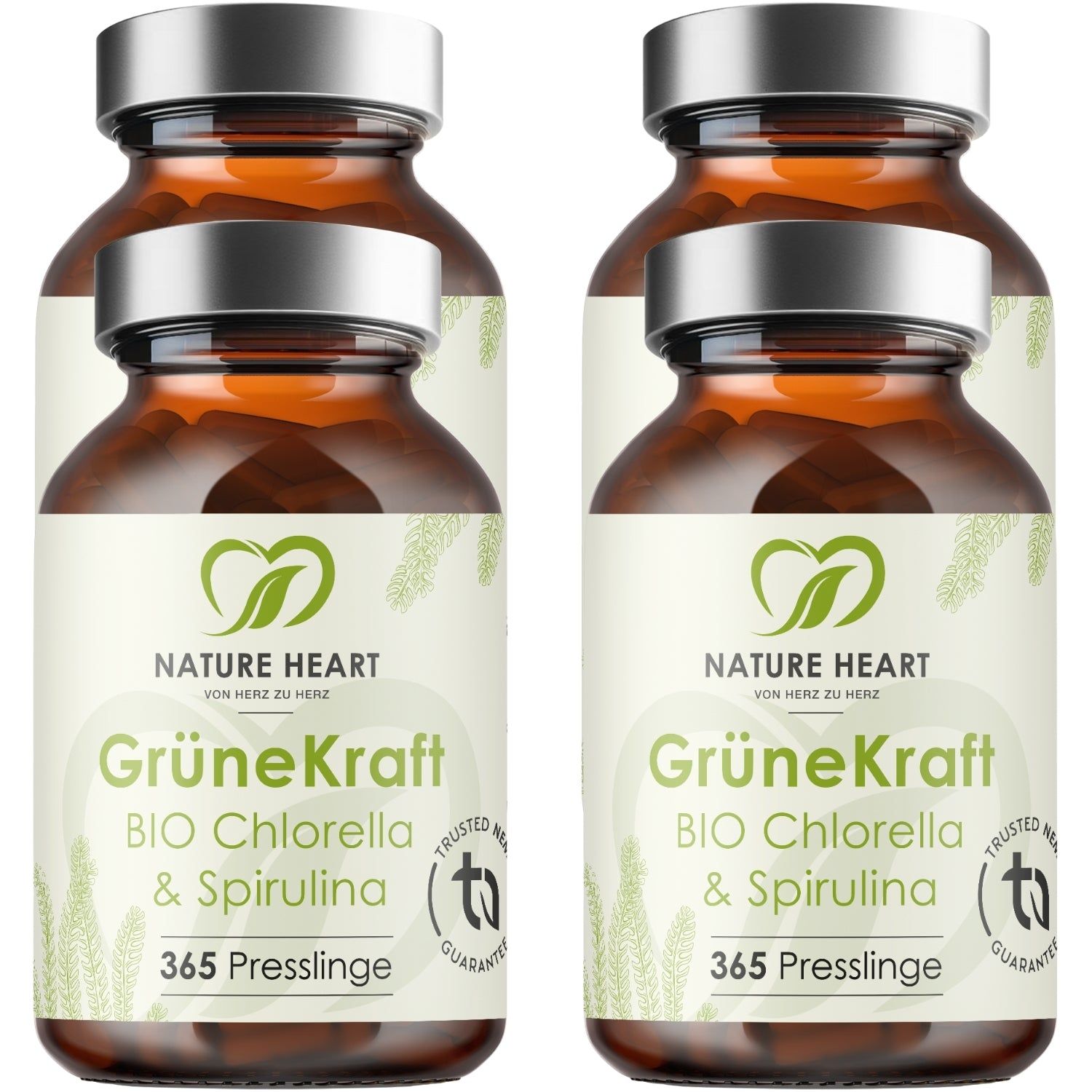 Nature Heart Grüne Kraft - Bio Chlorella & Spirulina 4x365 St Presslinge