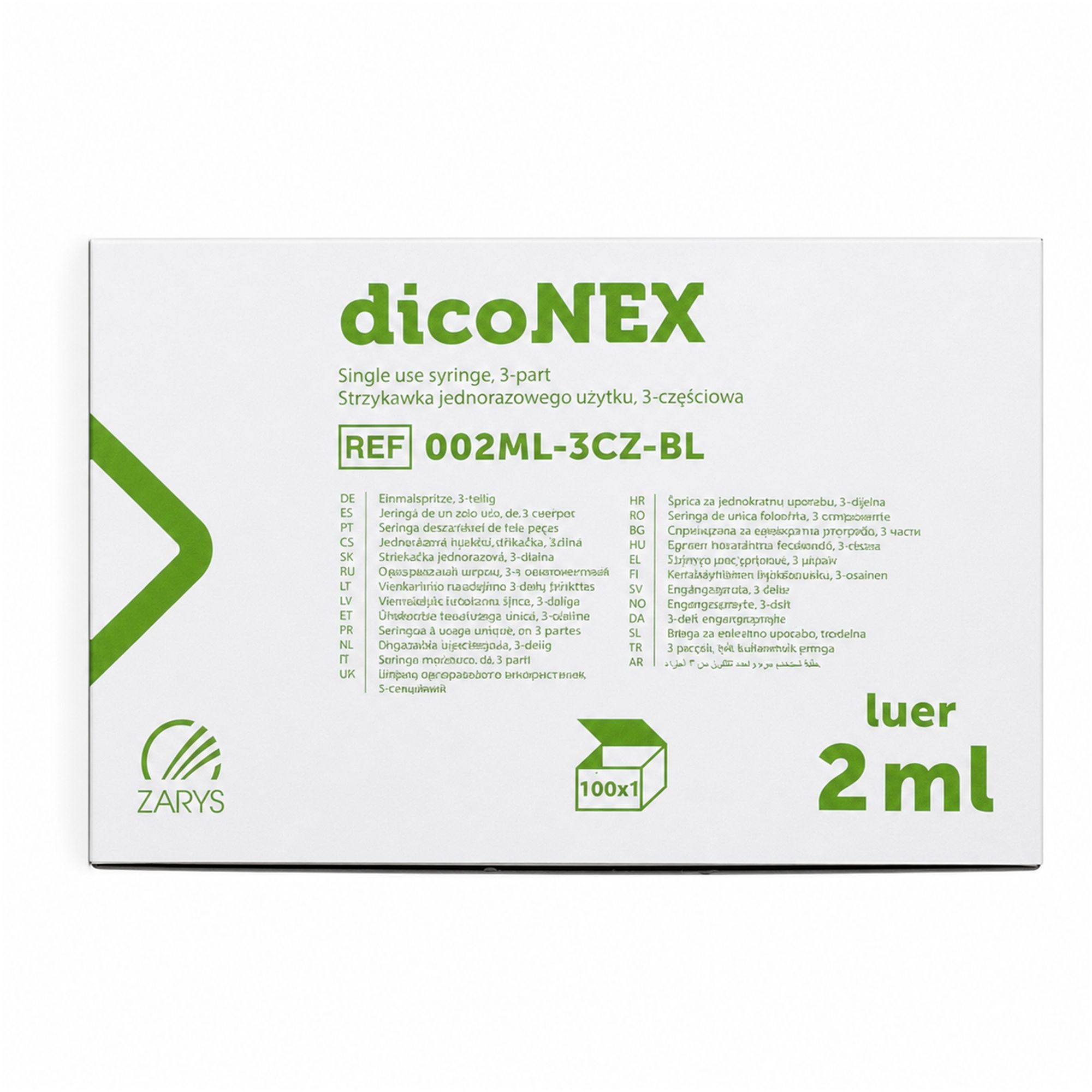 dicoNEX Einmalspritze 2 ml Luer-Slip steril 0,1 ml Skalierung