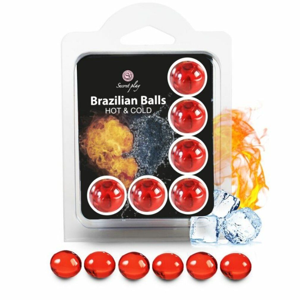 Sechs rote brasilianische Kugeln mit Hot & Cold-Effekt in Blisterverpackung.