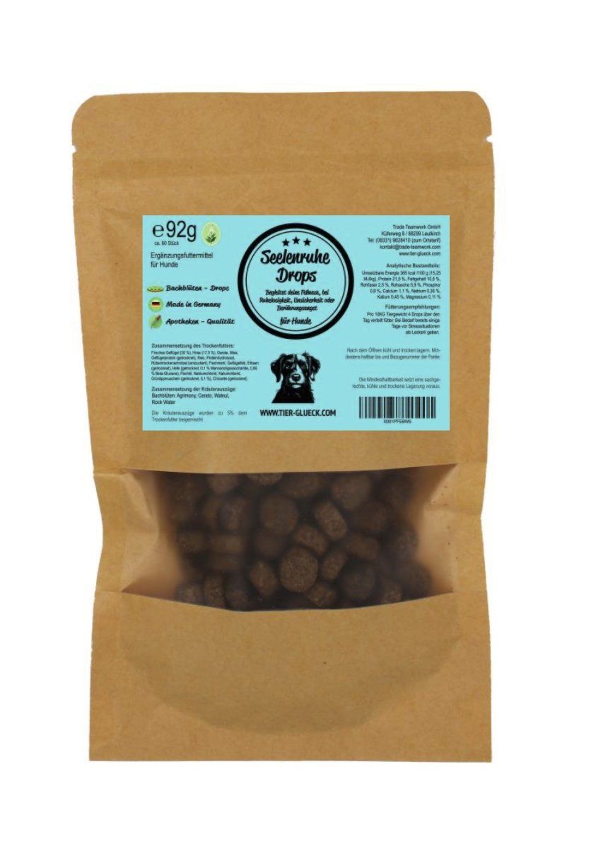 TierGlück Seelenruhe Drops mit Bachblüten für Hunde 92 g Futter