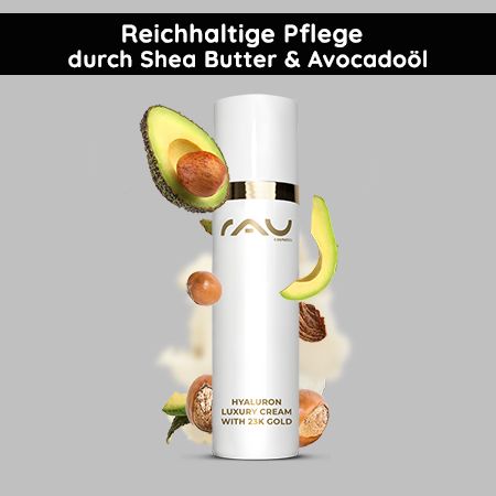 RAU Cosmetics Hyaluron Luxury Creme mit 23K Gold Tagespflege Aufpolsterungseffekt 50 ml