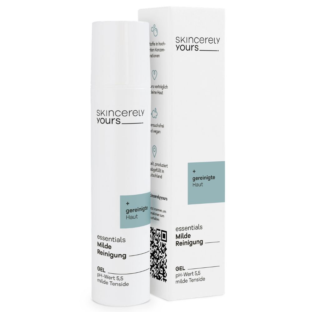 Skincerely Yours Milde Reinigung Gel in weißer Spenderflasche mit Karton.