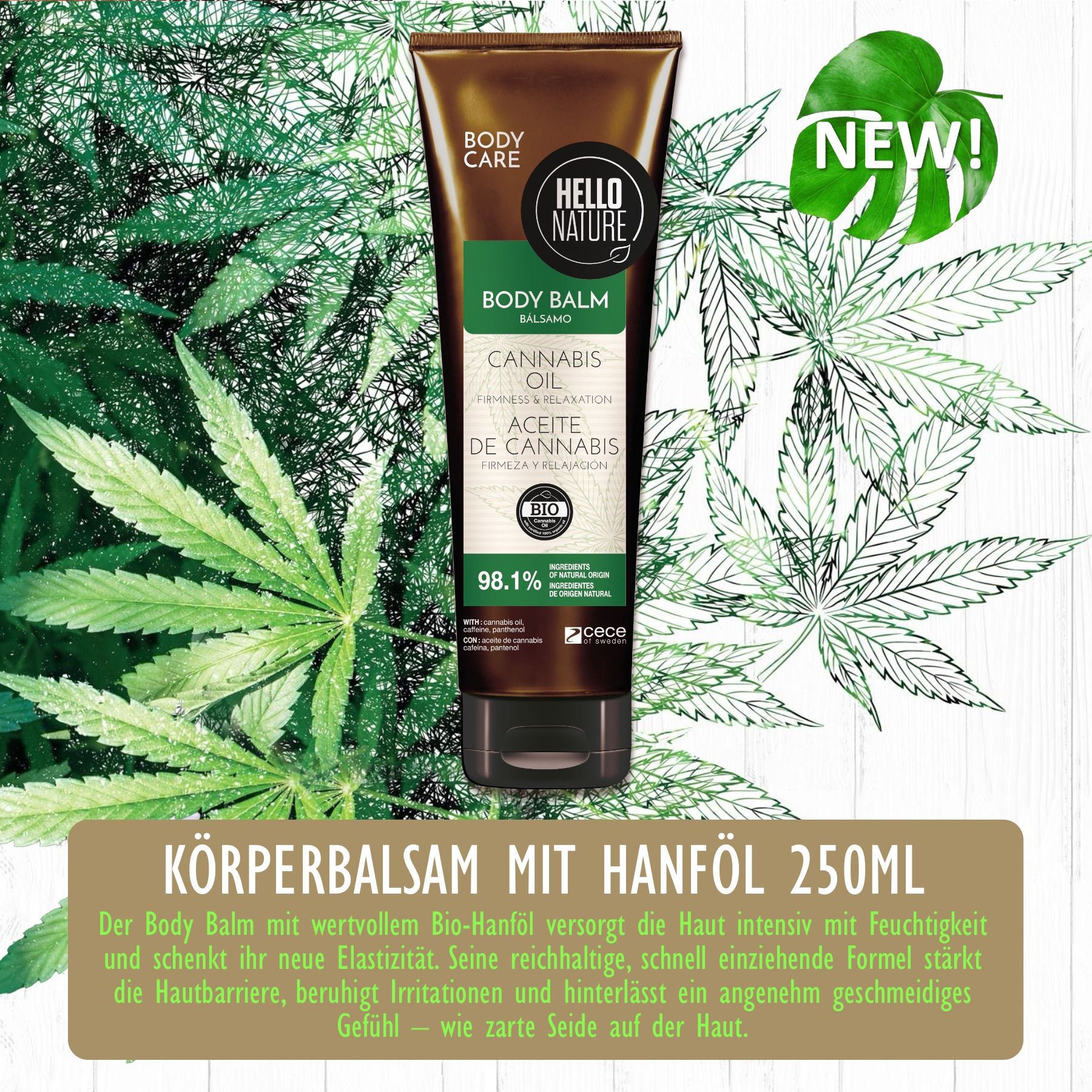 Hello Nature Körperbalsam Body Balm für Hautpflege Hanf Cannabis
