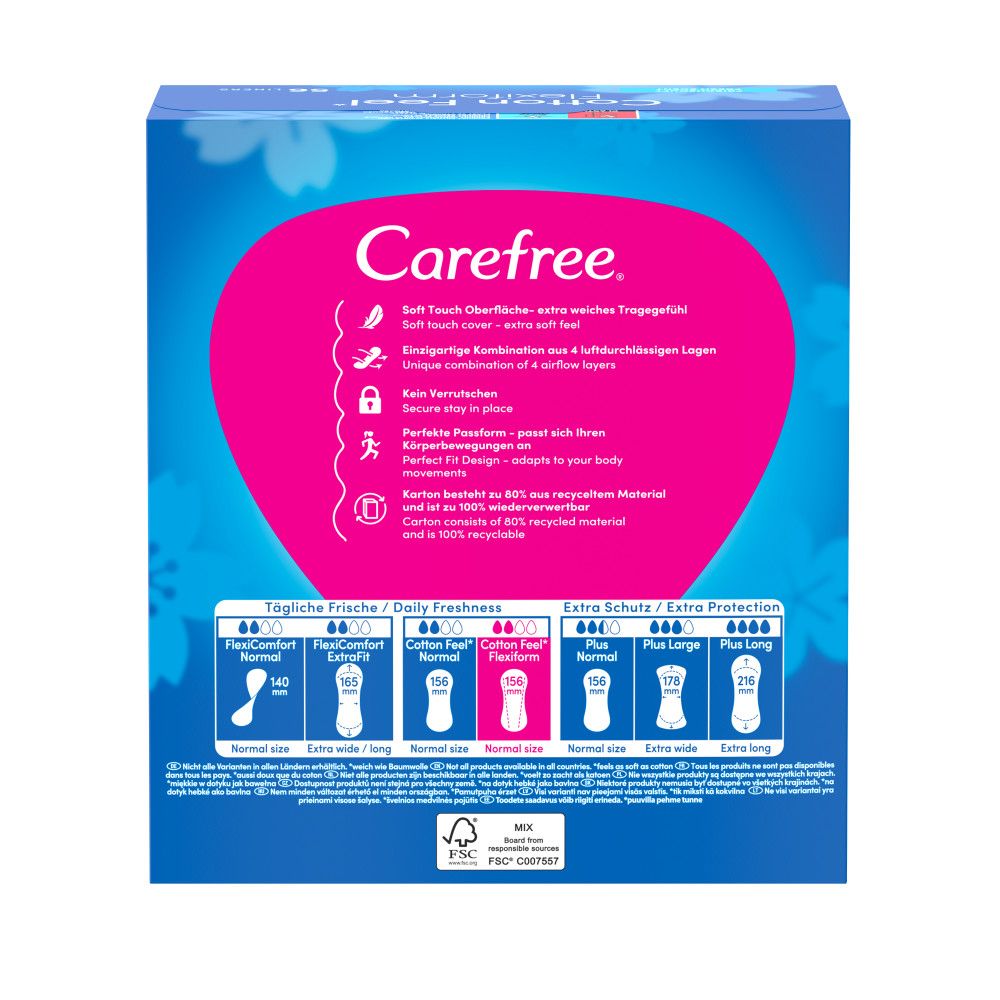 Carefree® Cotton Feel Flexiform Slipeinlagen mit Frischeduft