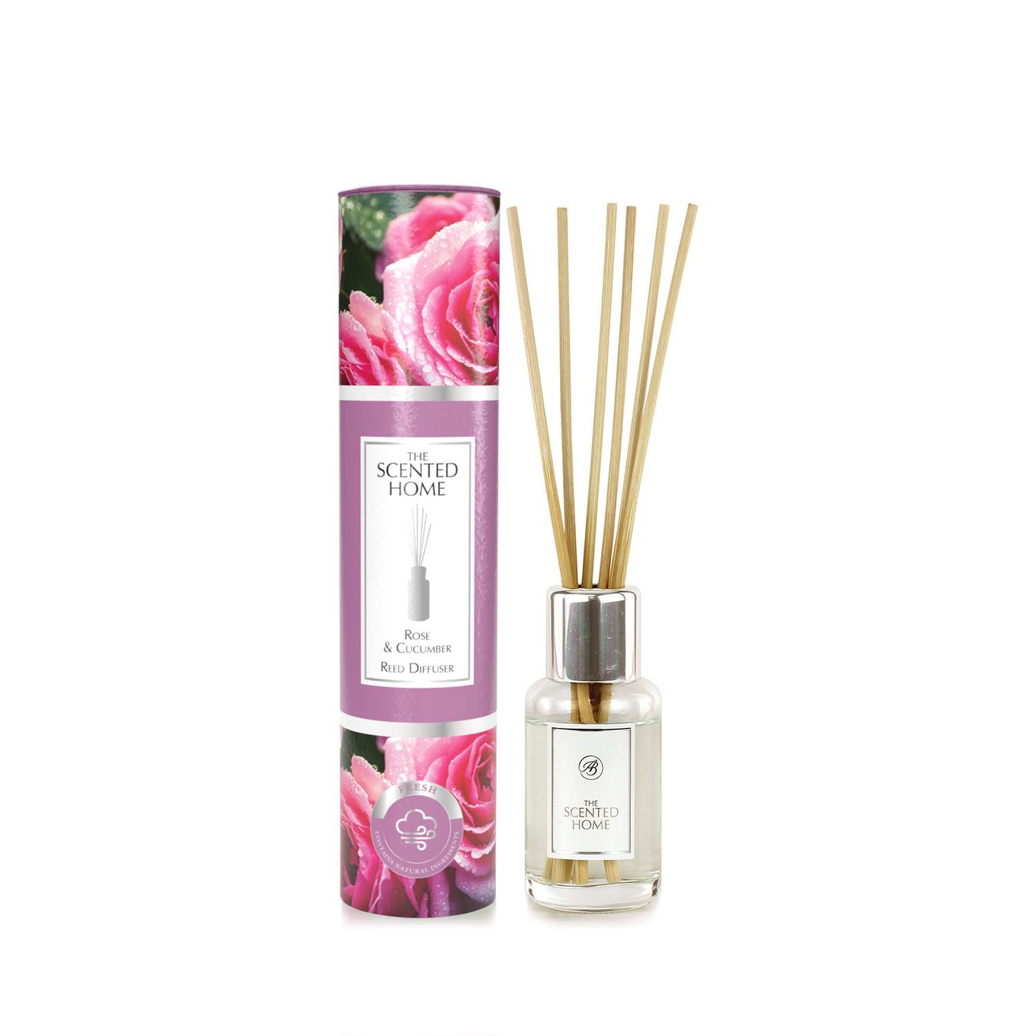 The Scented Home Raumduft Rose & Cucumber Duftdiffuser mit Rattanstäbchen 150 ml