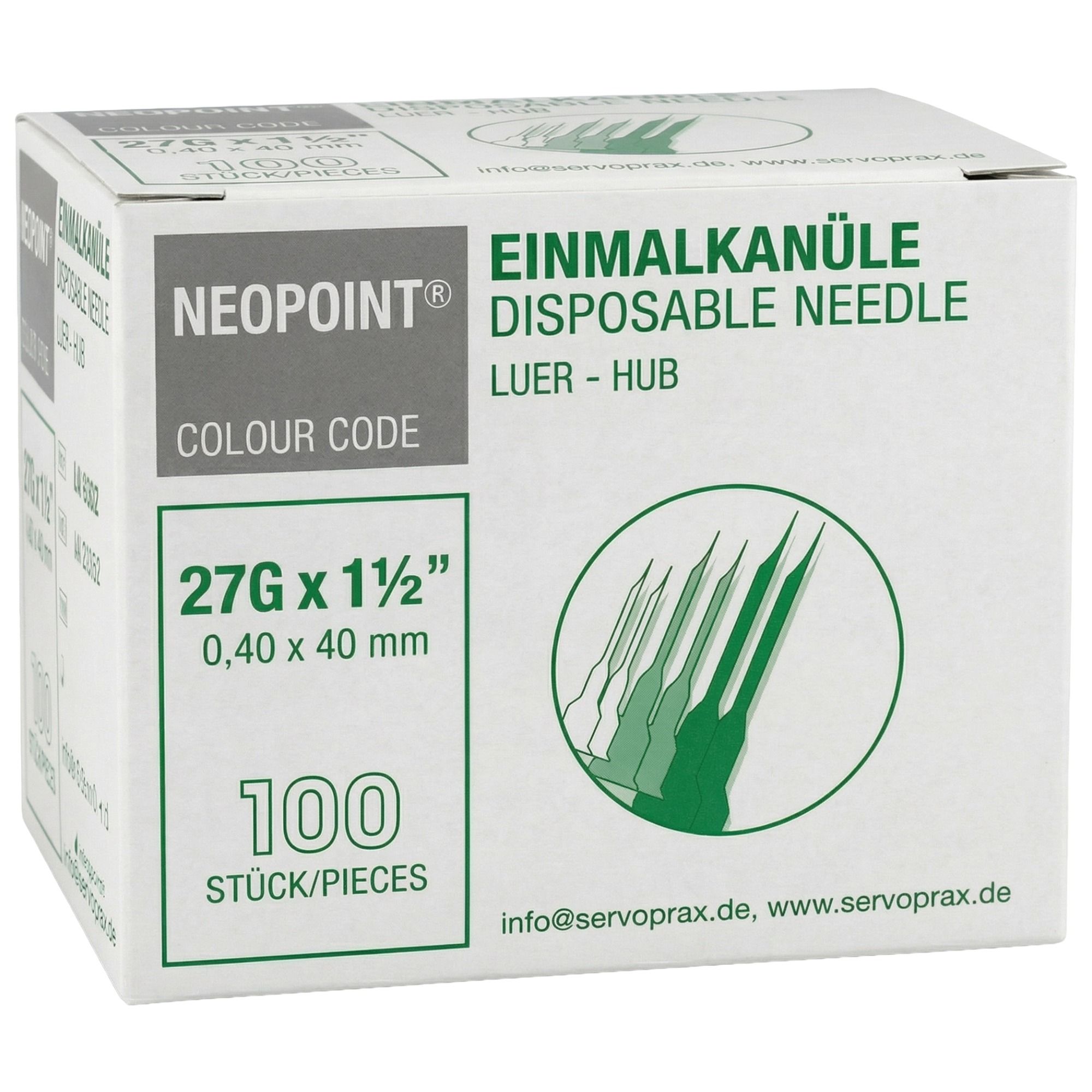Einmalkanüle Neopoint 27 Gx1 1/2 100 St Kanüle