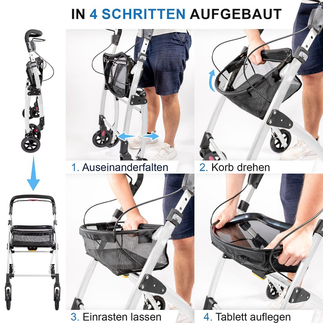 Casa Soft Rollator schmal für Wohnung & Innenbereich Weiß