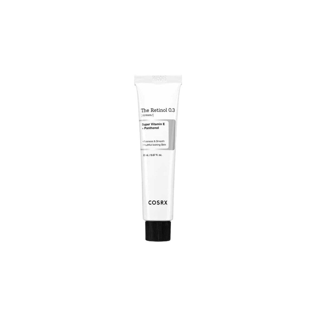 COSRX Retinol Cream 0.3 Tube mit schwarzem Deckel und Beschriftung.