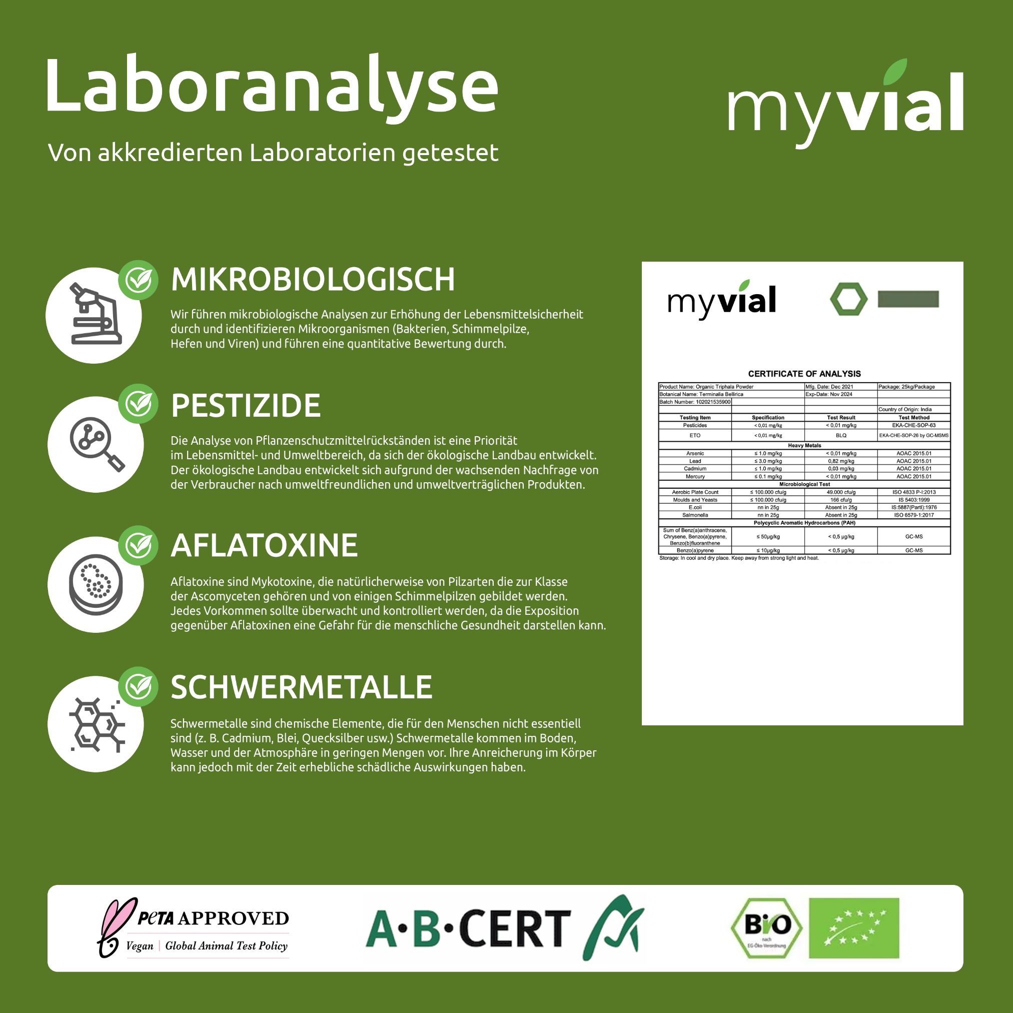 myvial® Bio Triphala Kapseln - 120 St mit Amalaki, Bibhitaki & Haritaki - vegan