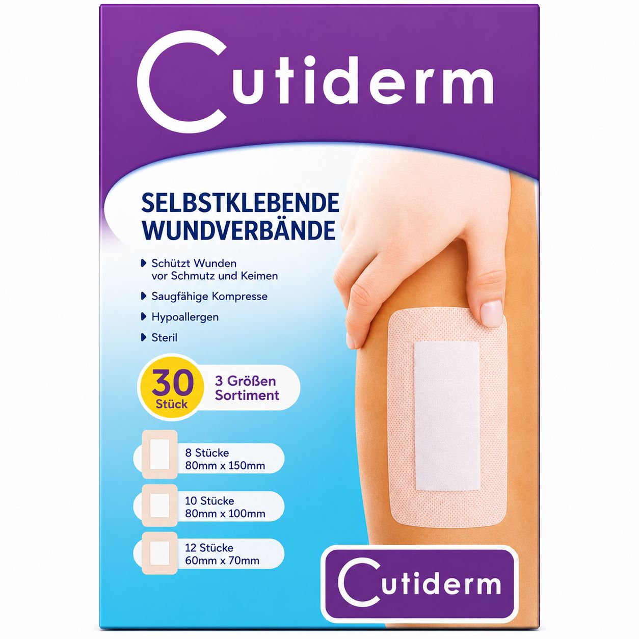 Bendaggio sterile per ferite Cutiderm