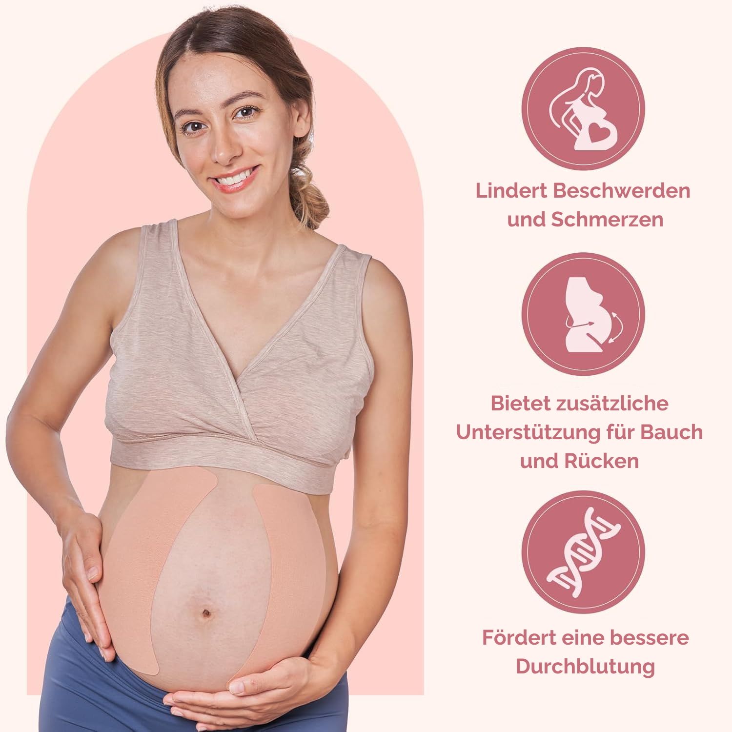 MOMMY TAPE: Kinesiologieband Schwangerschaft Bauchstütze Patches, Becken- und Rückenschmerzlinderung