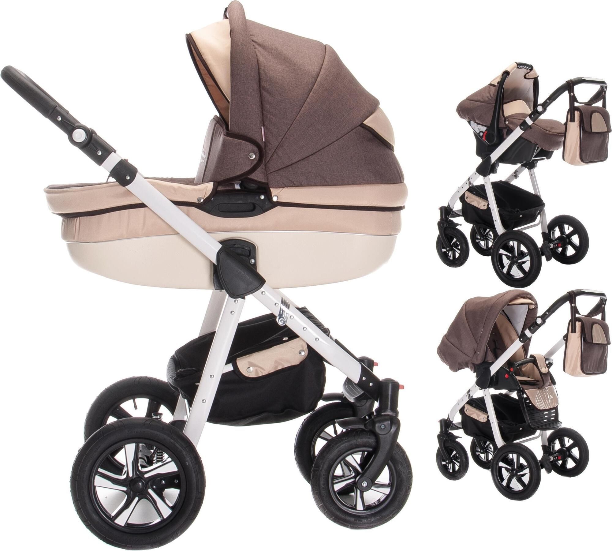 Friedrich Hugo Mandala 3 in 1 Kinderwagen Komplettset Hartgummireifen Set, Caffèlatte