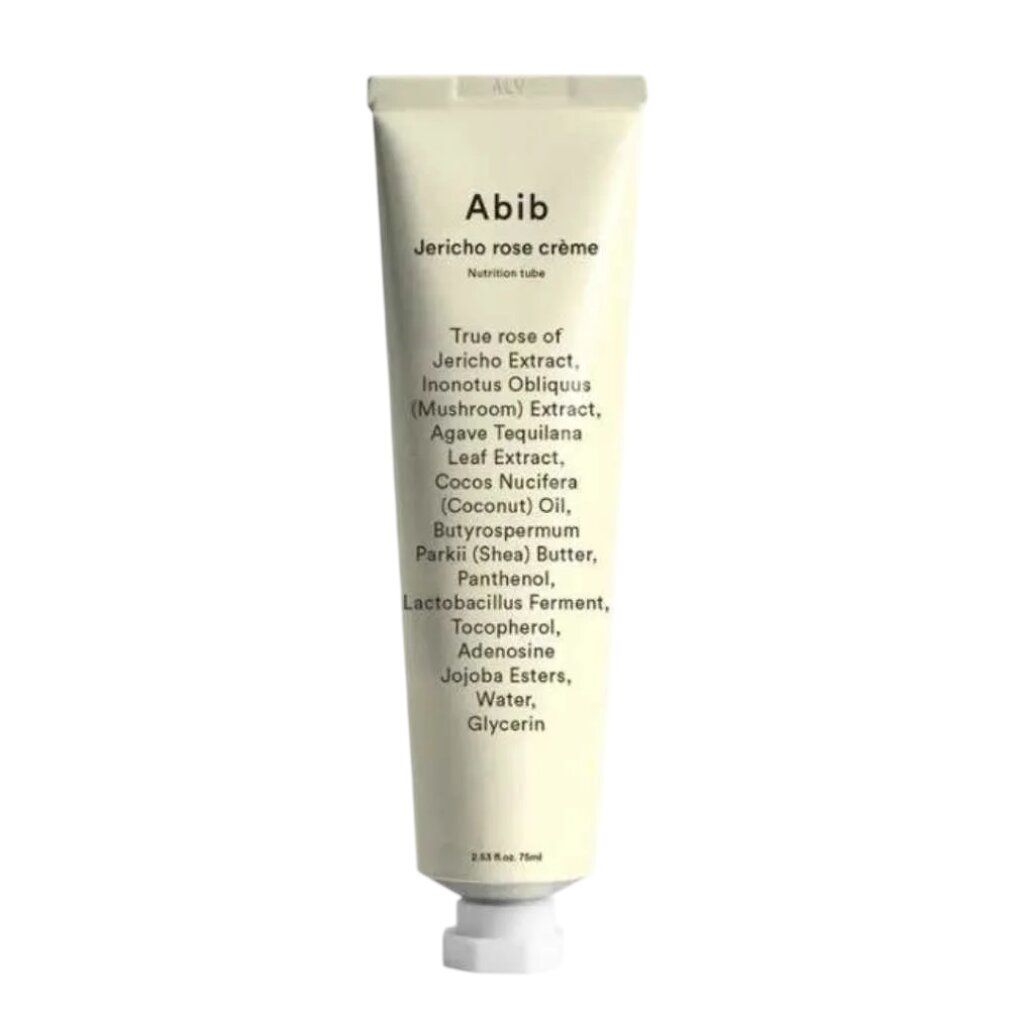 Abib Jericho Rose Crème Tube. Enthält Inhaltsstoffe wie Jericho Rose Extrakt, Agave Tequilana, Kokosöl.