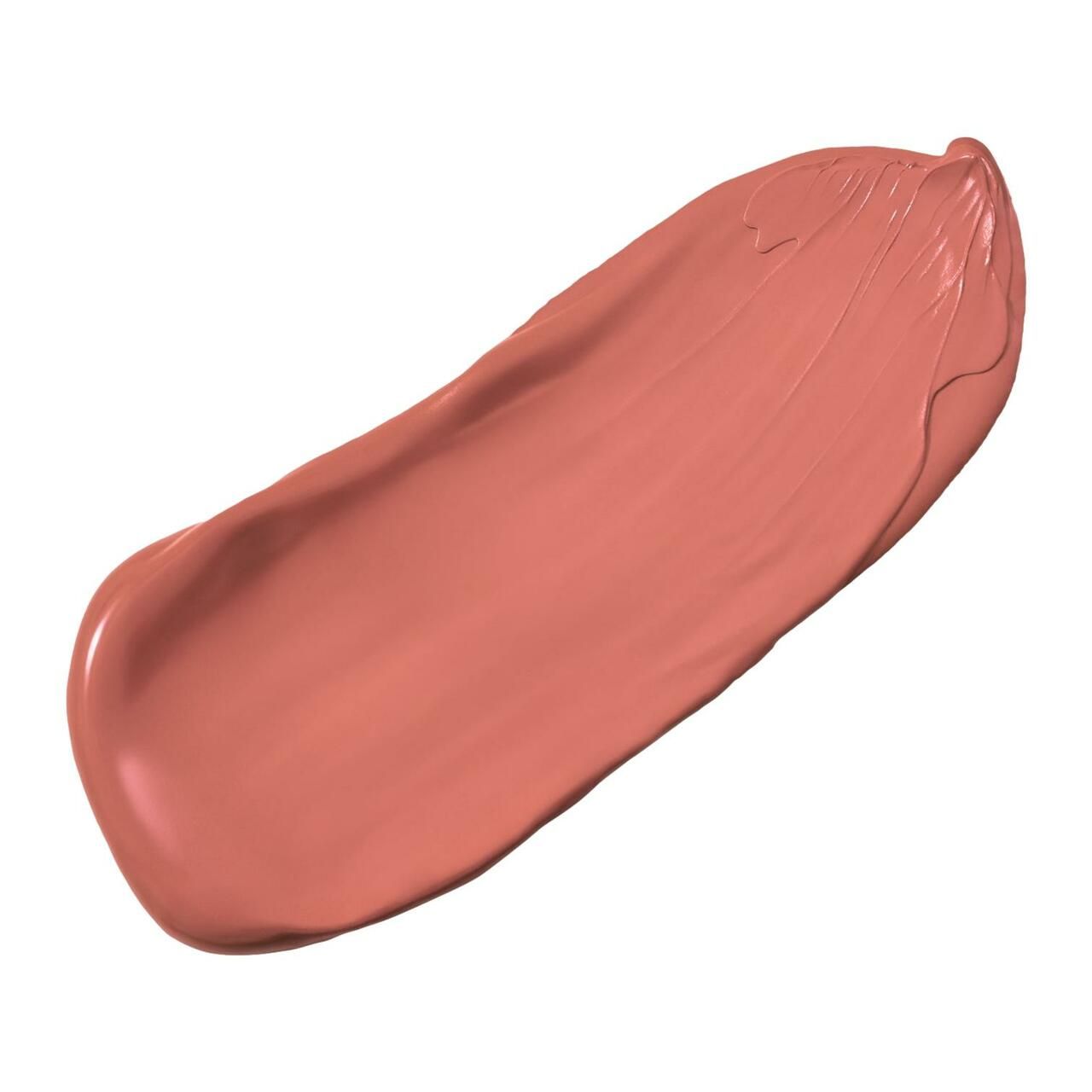 Abstrich flüssigen Lippenstifts in einem rosabraunen Farbton. Auf weißem Hintergrund.