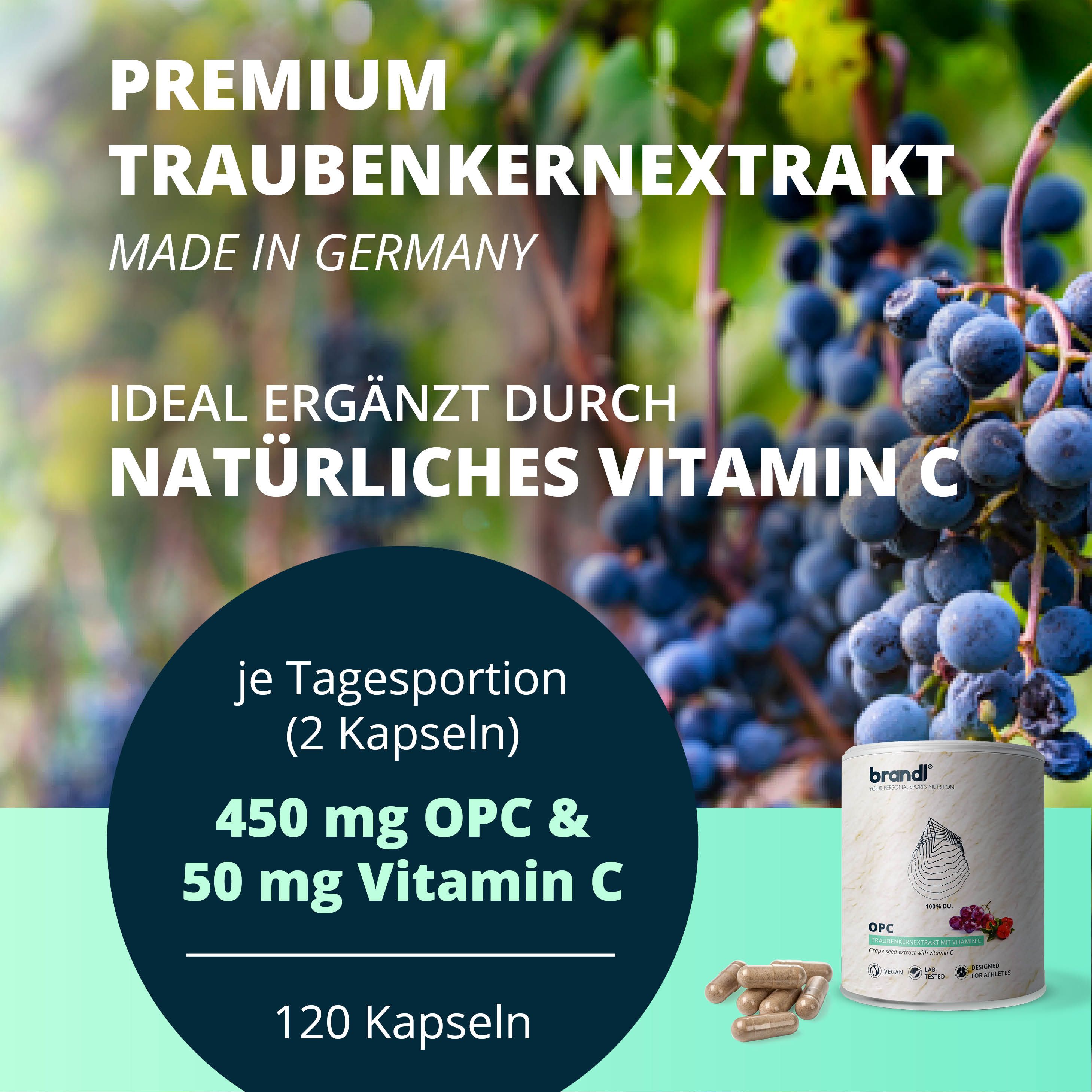 brandl® OPC Traubenkernextrakt mit Vitamin C aus Acerola 240 St Kapseln