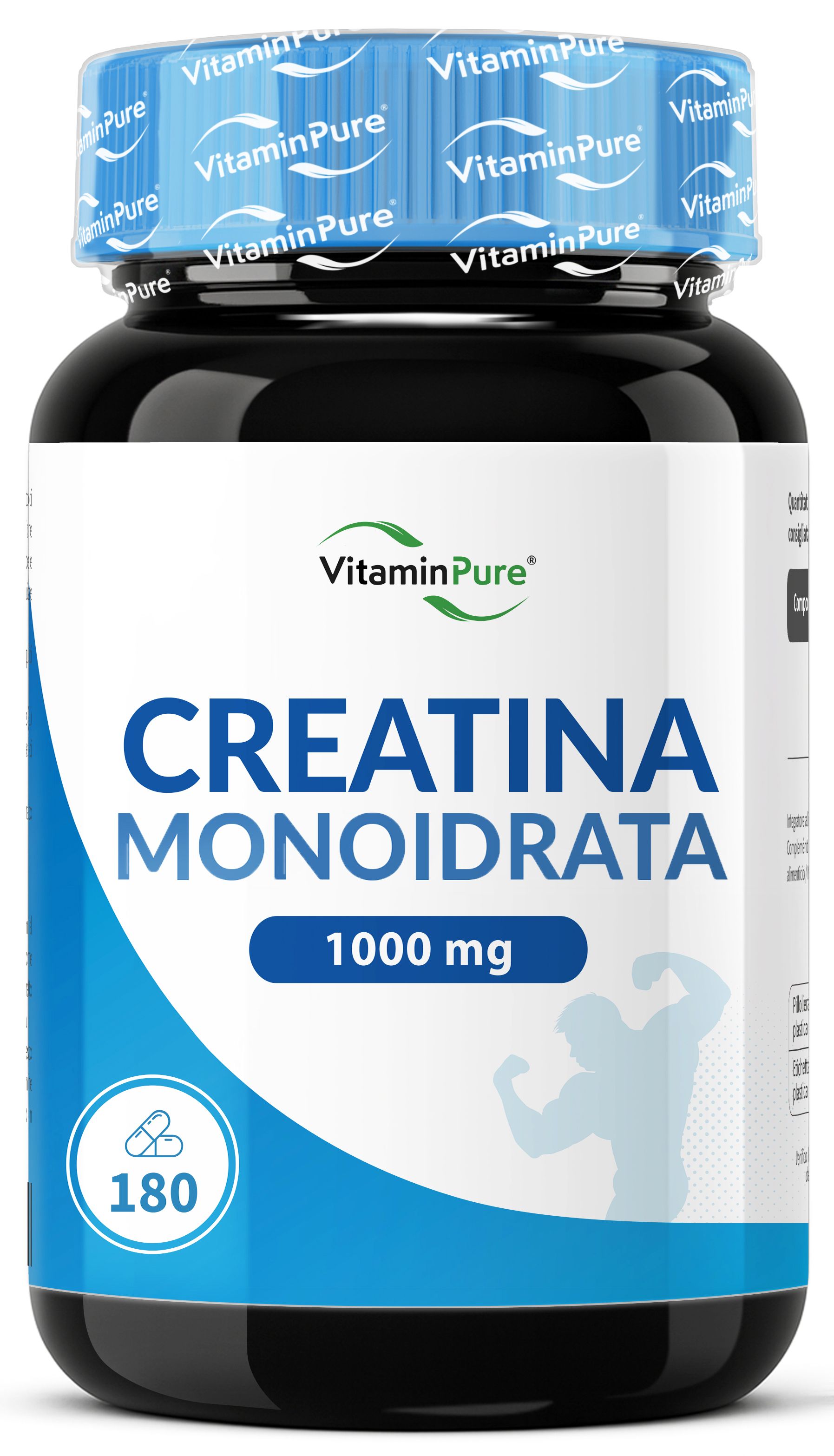 Creatina Monoidrata Micronizzata 1000mg per Supporto Performance, VitaminPure®