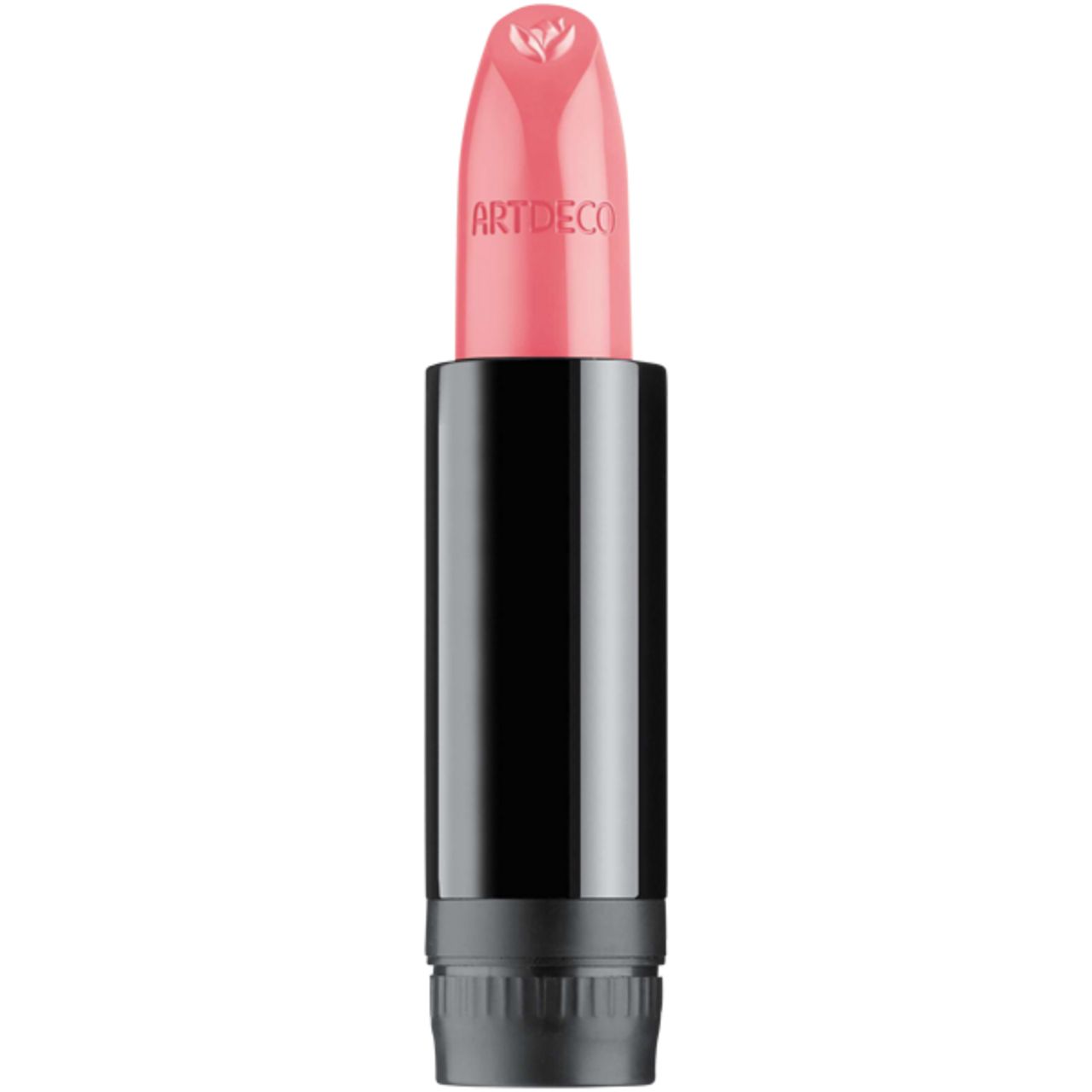 Lippenstift-Refill. Rosa Lippenstift mit schwarzem Gehäuse. Marke Artdeco.
