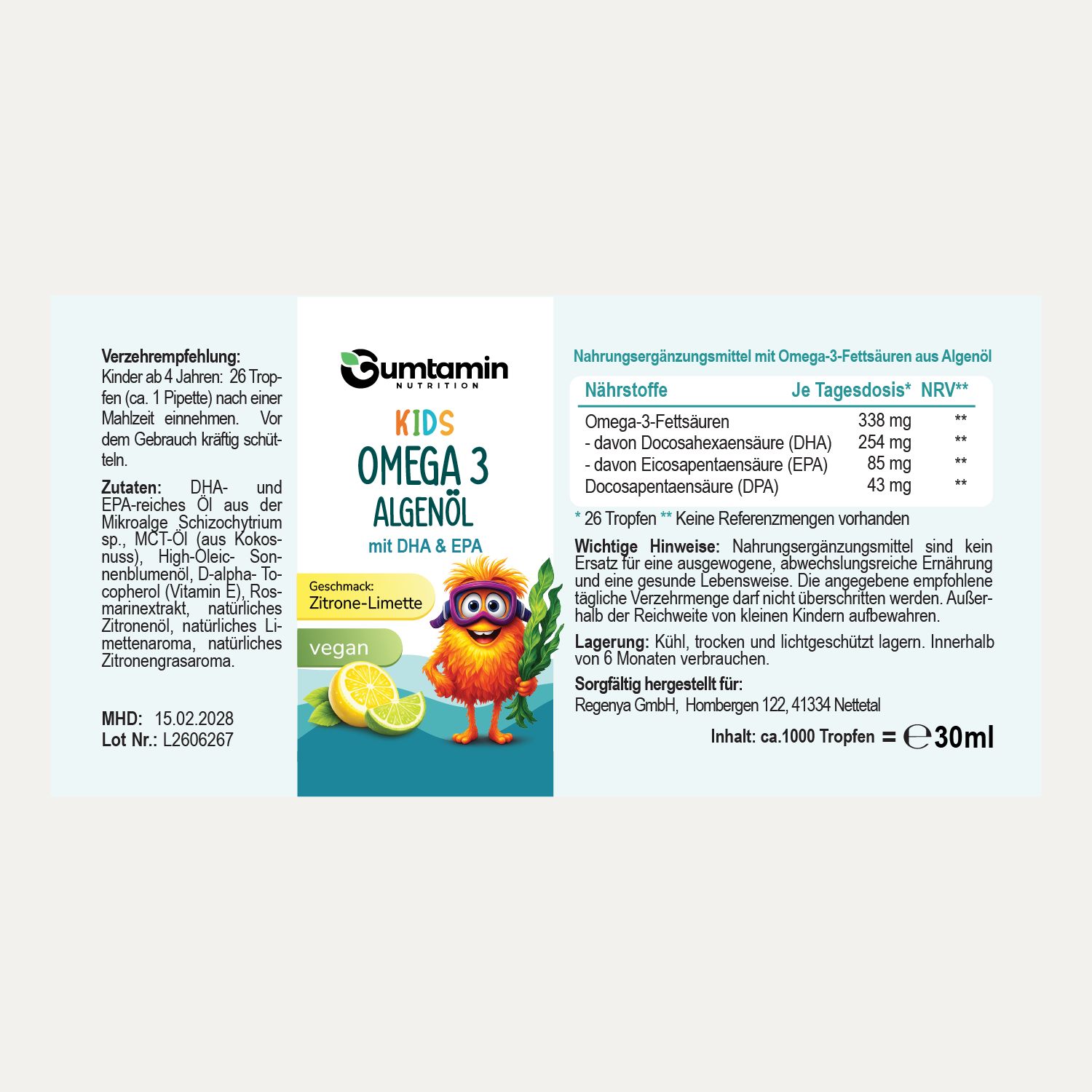 Gumtamin Omega 3 Algenöl Tropfen für Kinder