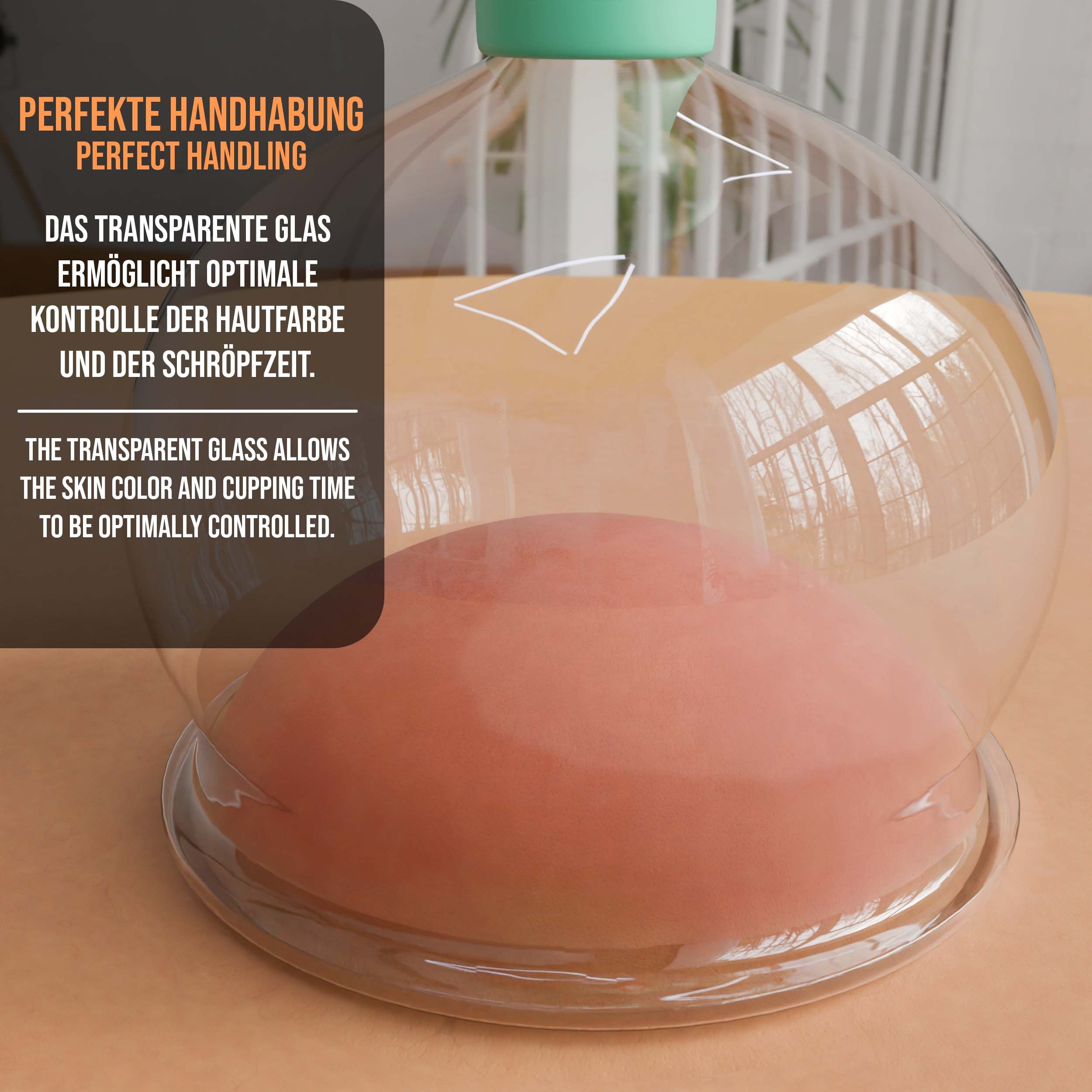 Pulox Schröpfglas aus Echtglas mit Saugball - 62mm in Grün