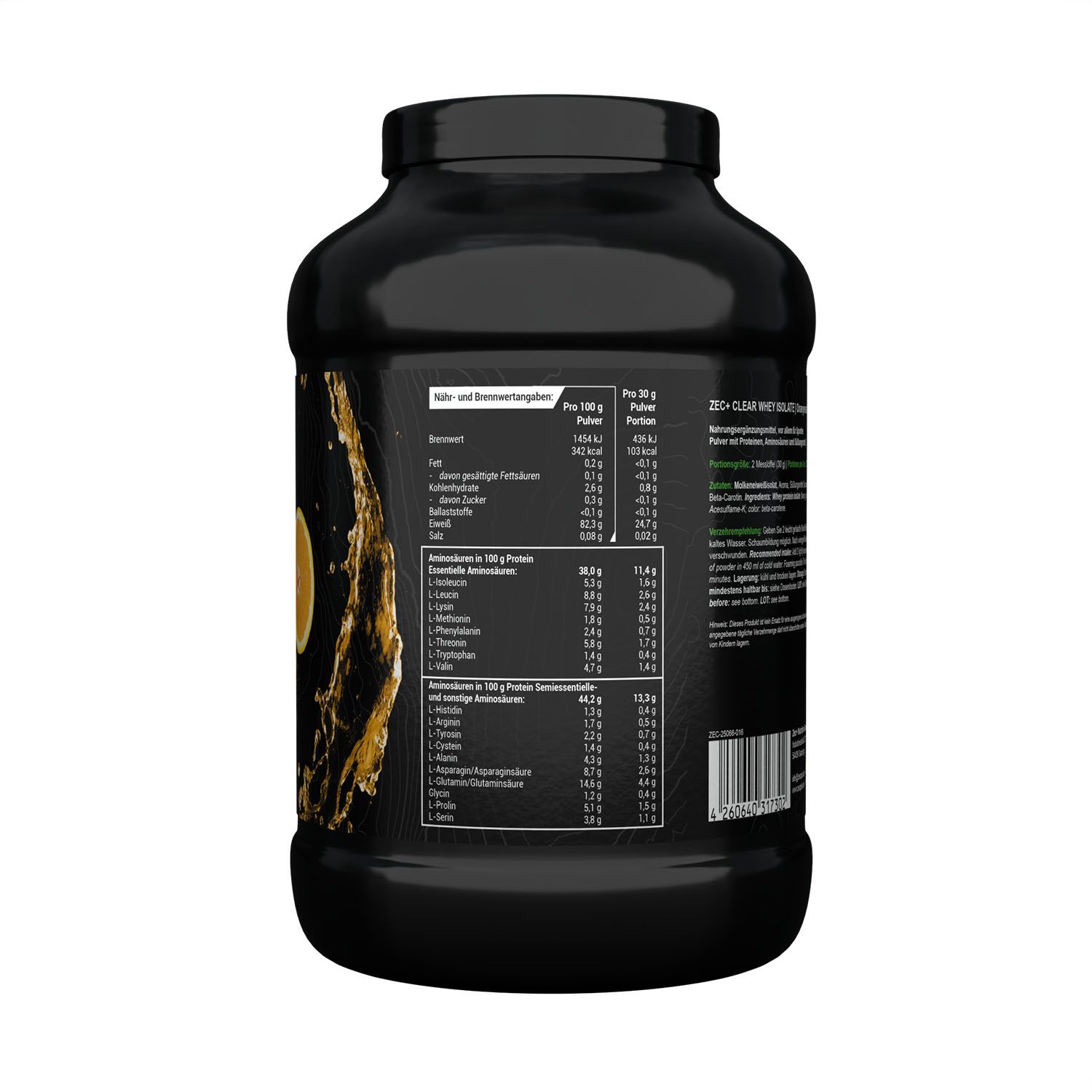 Zec+ Clear Whey Isolate Protein/ Eiweiß Orangensaft 900 GR Pulver