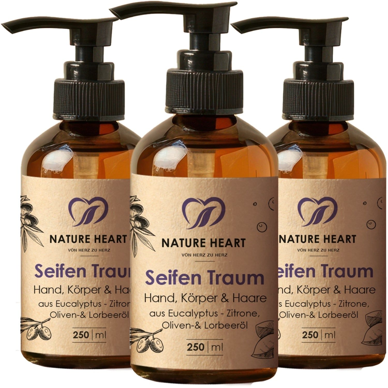 Nature Heart Seifen Traum - Körper & Haare 3x250 ml Körperpflege