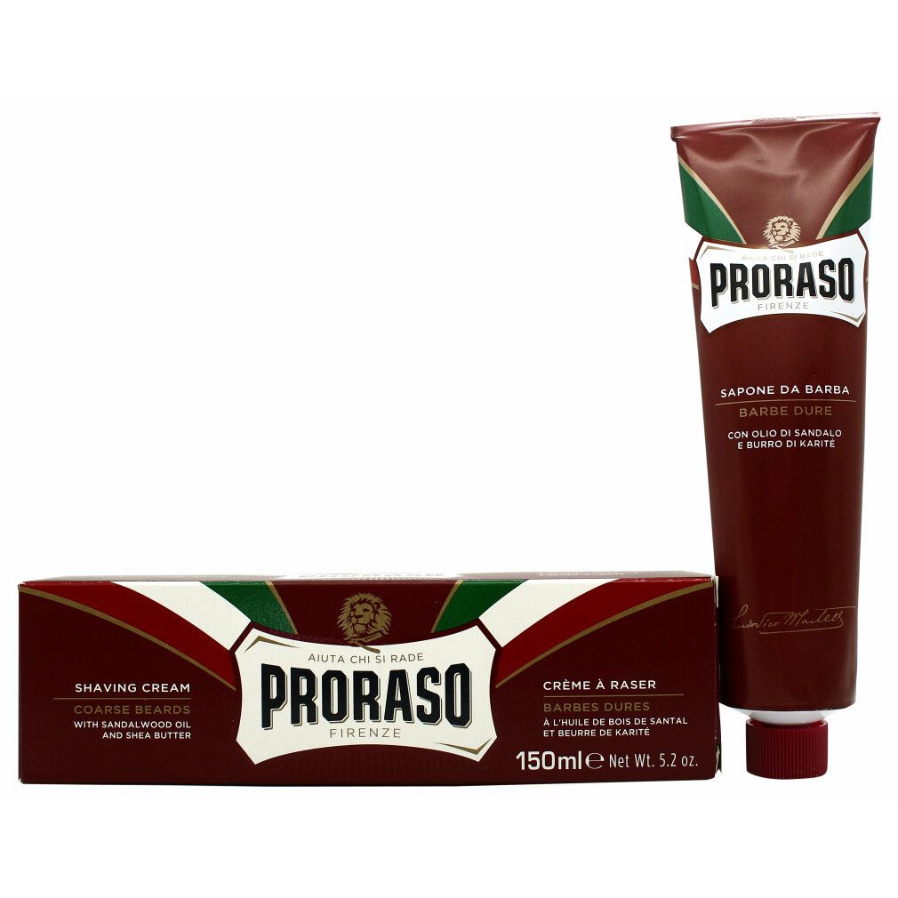 Proraso Rasiercreme-Tube mit rotem Verschluss.