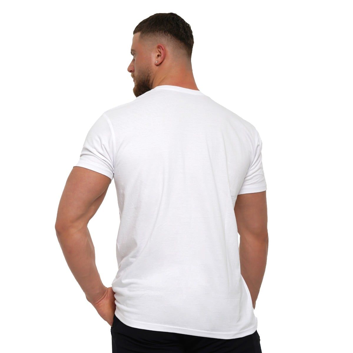GymBeam T-Shirt Herren Regular Kurzarm Stronger Together Weiß
